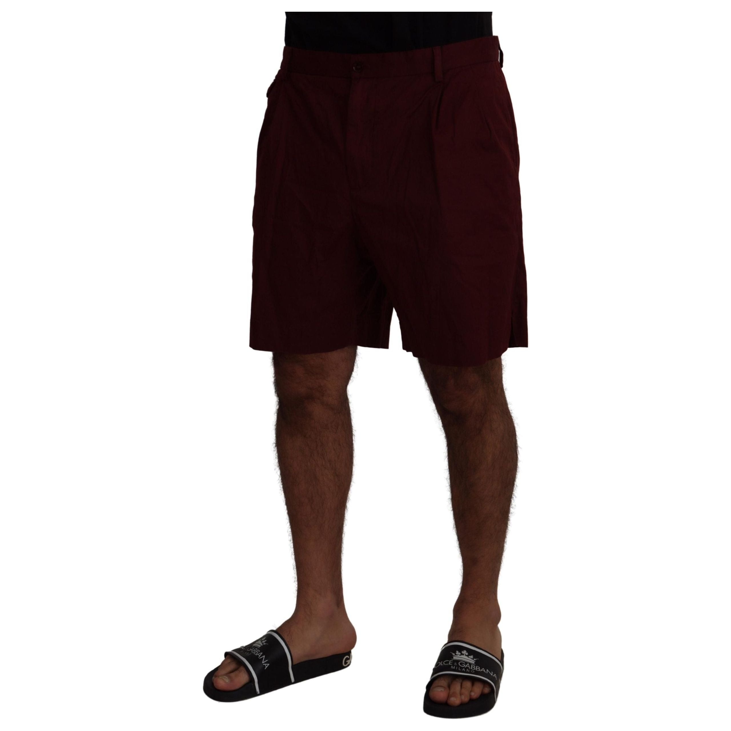 Dolce & Gabbana Maroon Cotton Blend Shorts