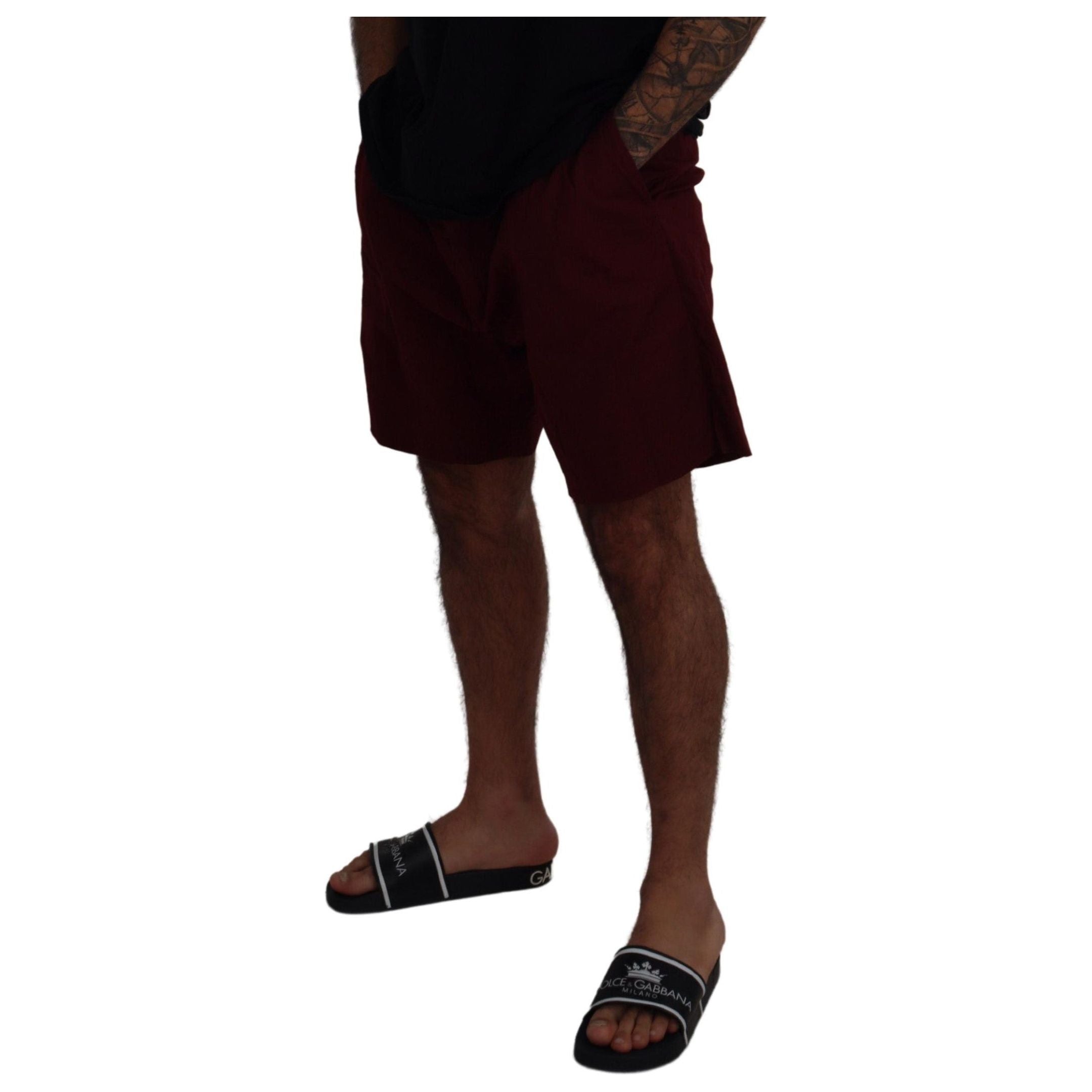 Dolce & Gabbana Maroon Cotton Blend Shorts