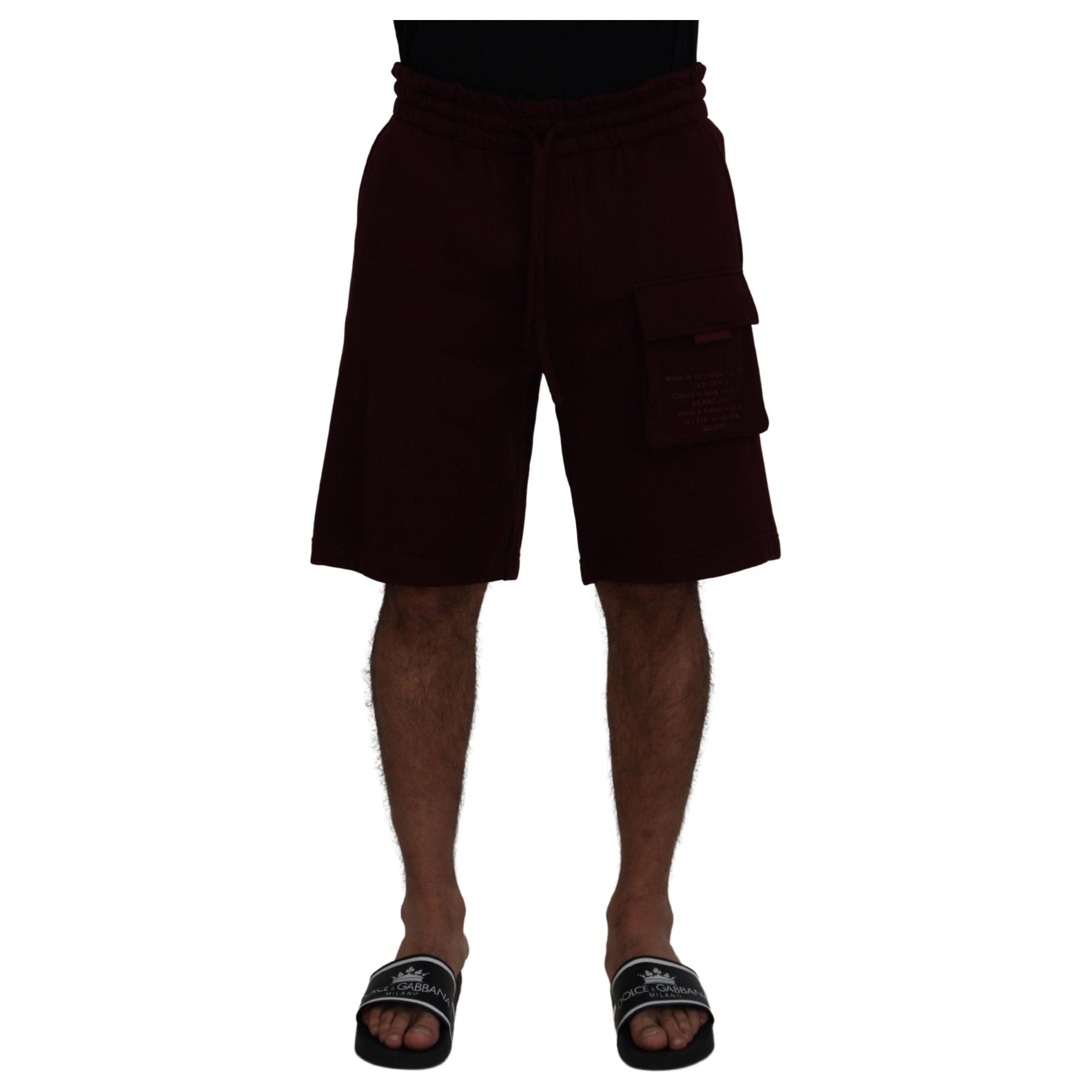 Dolce & Gabbana Maroon Cotton Tailored Shorts