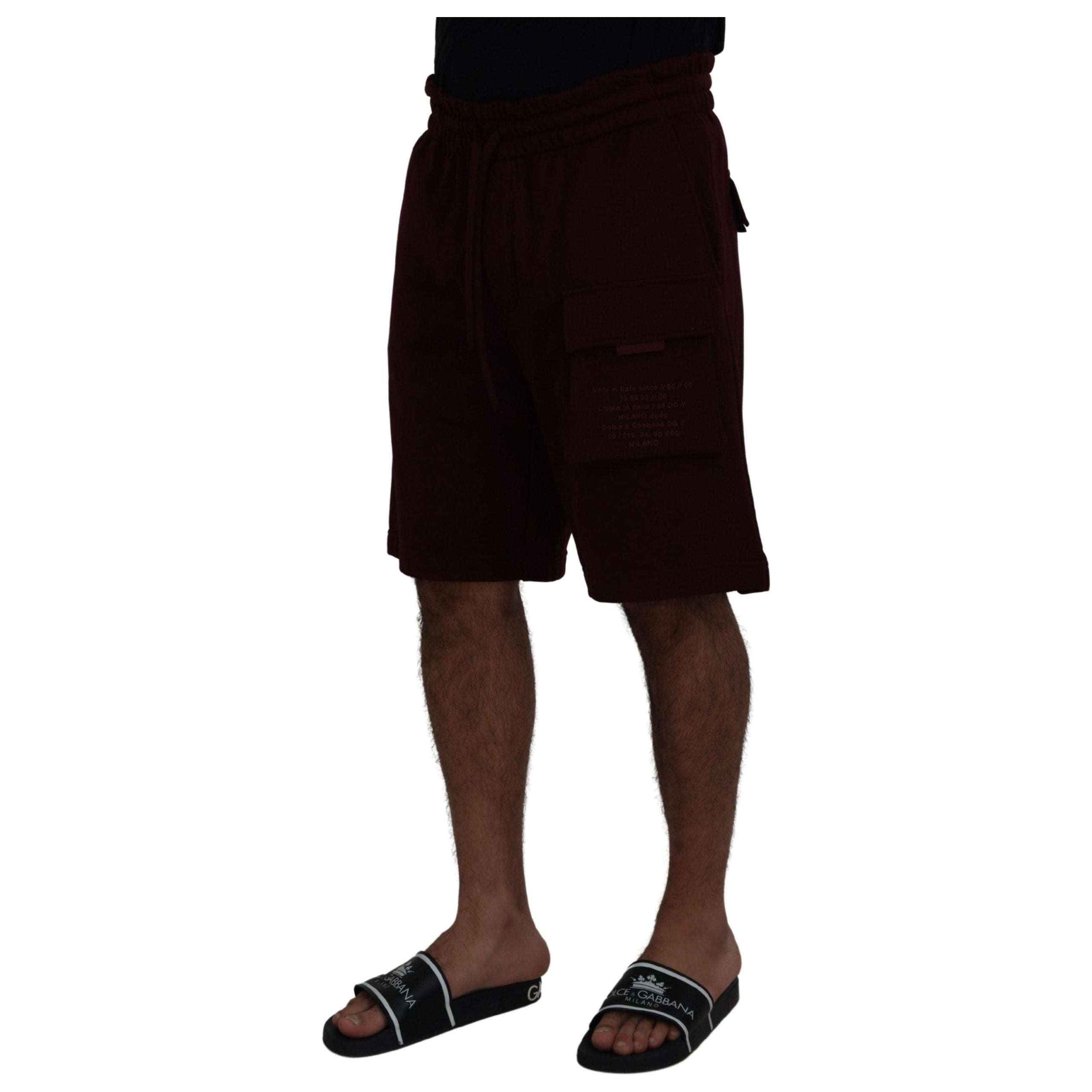 Dolce & Gabbana Maroon Cotton Tailored Shorts