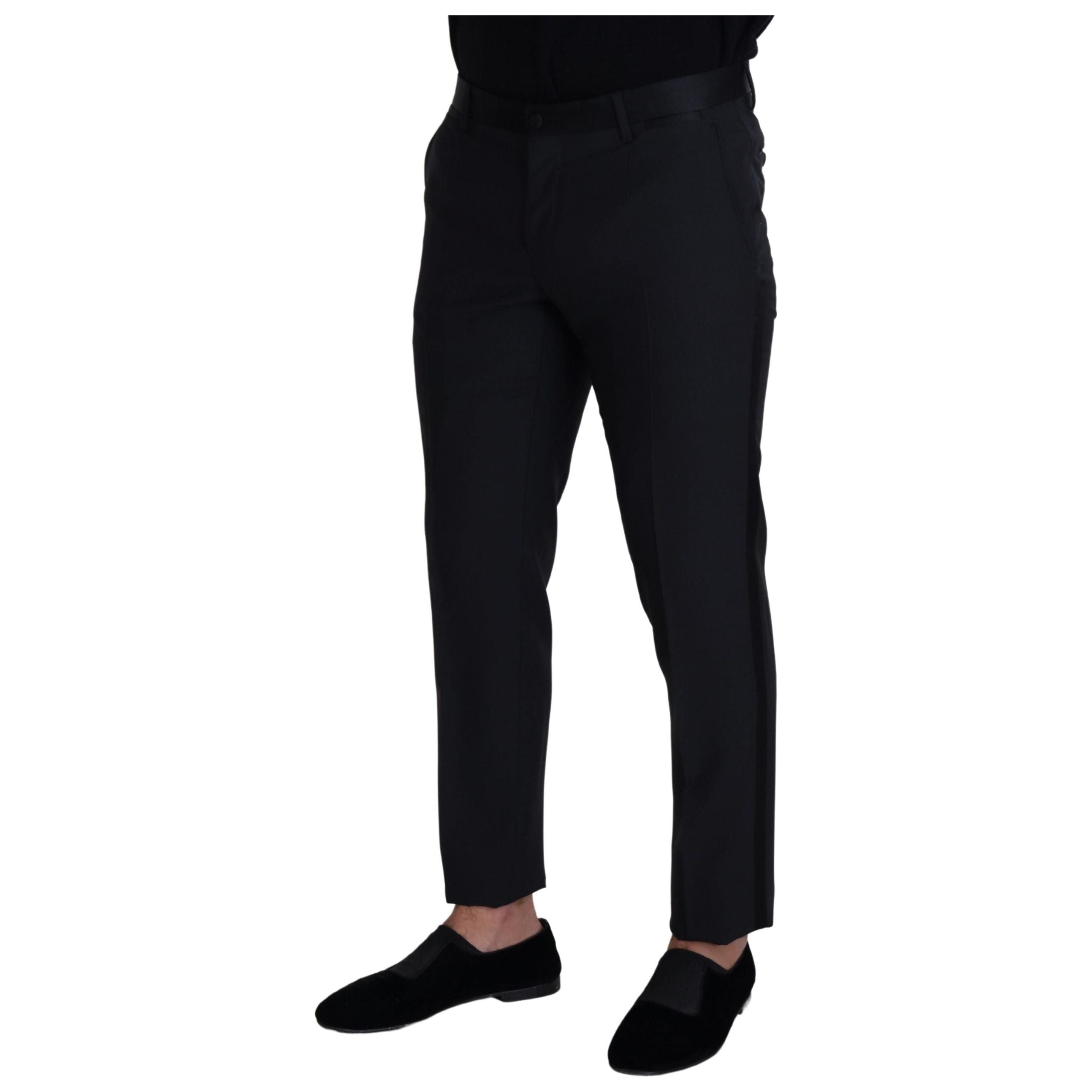 Dolce & Gabbana Black Wool Blend Trousers For Luxe Style