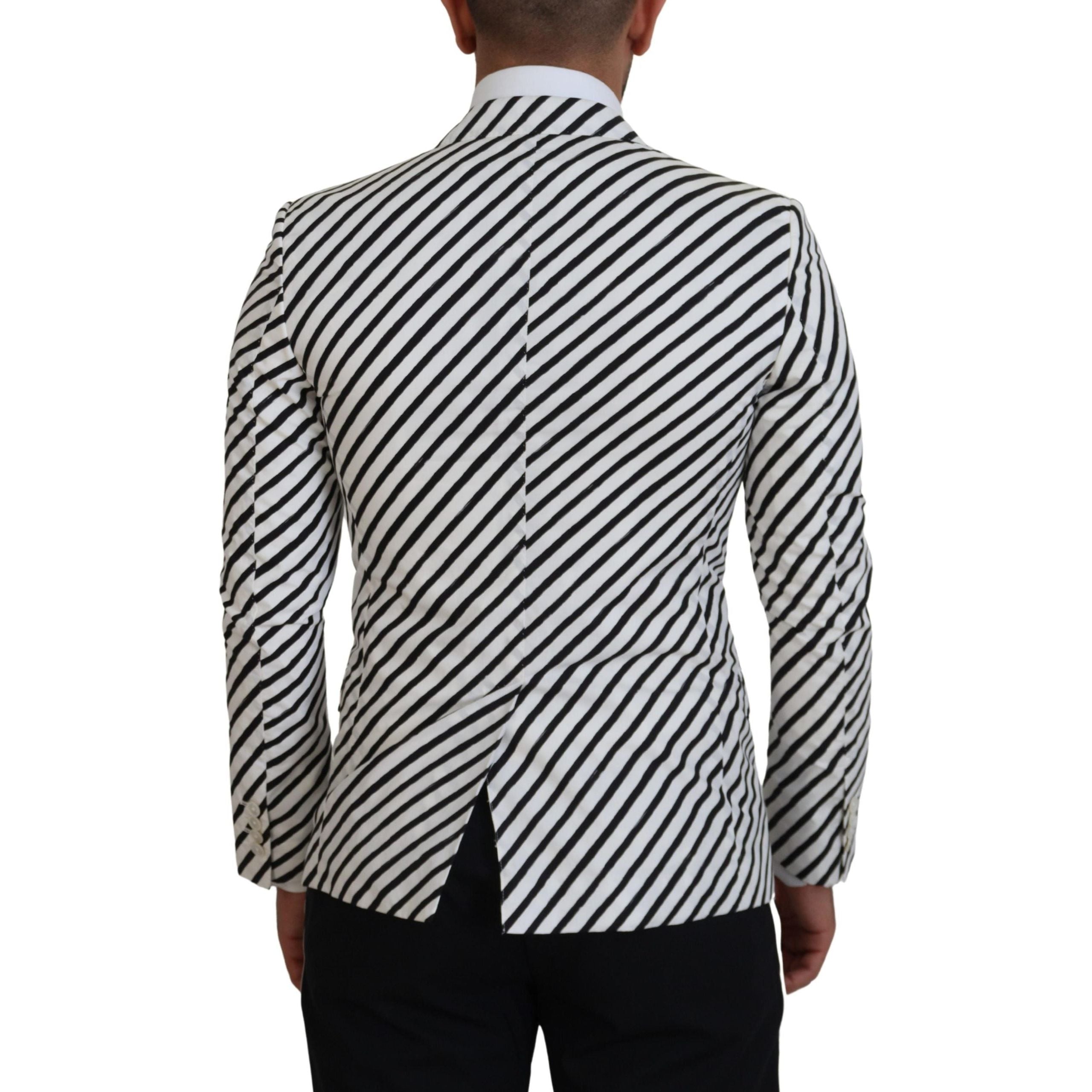 Dolce & Gabbana White Cotton Striped Blazer