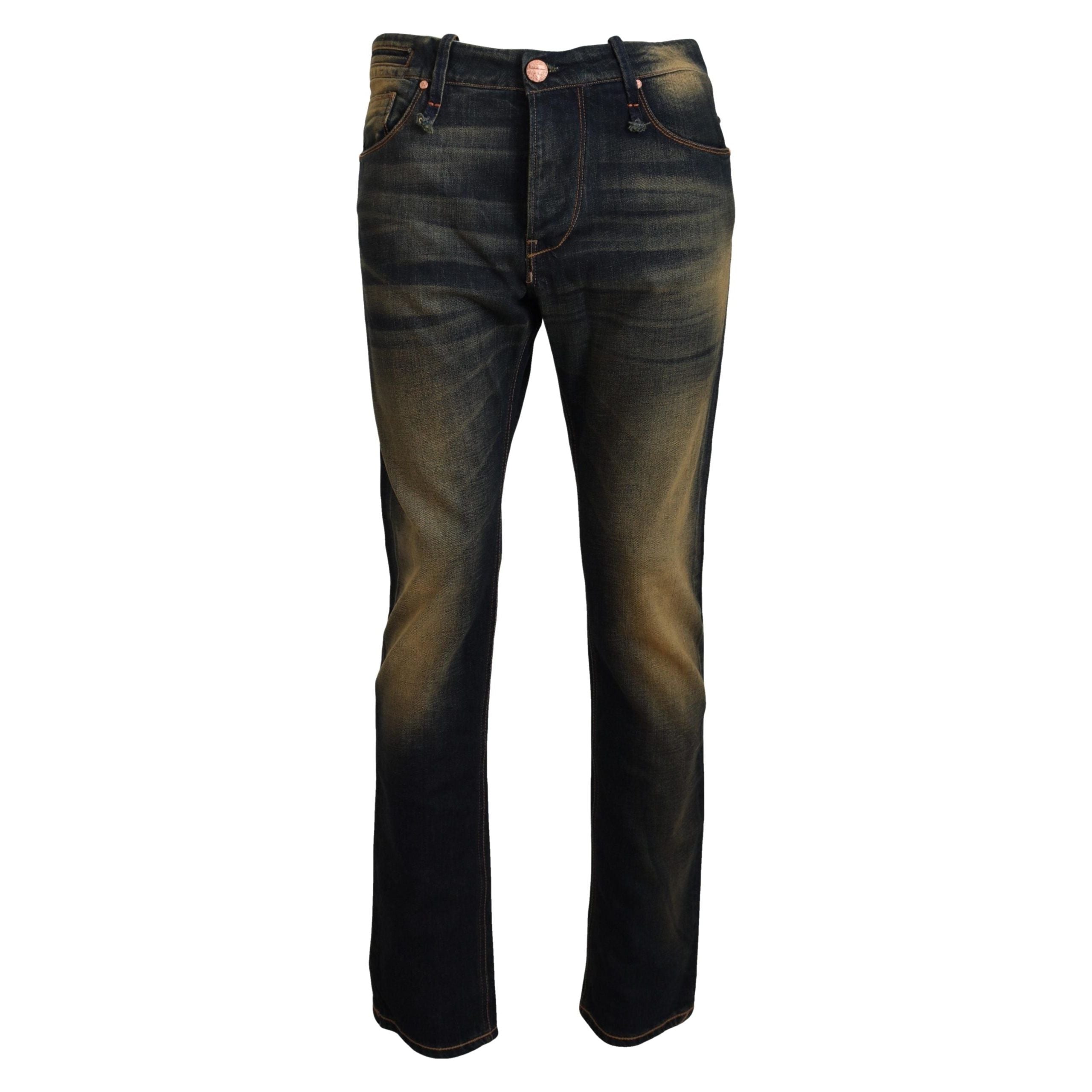 Acht Blue Cotton Denim Pants - Authentic Craftsmanship