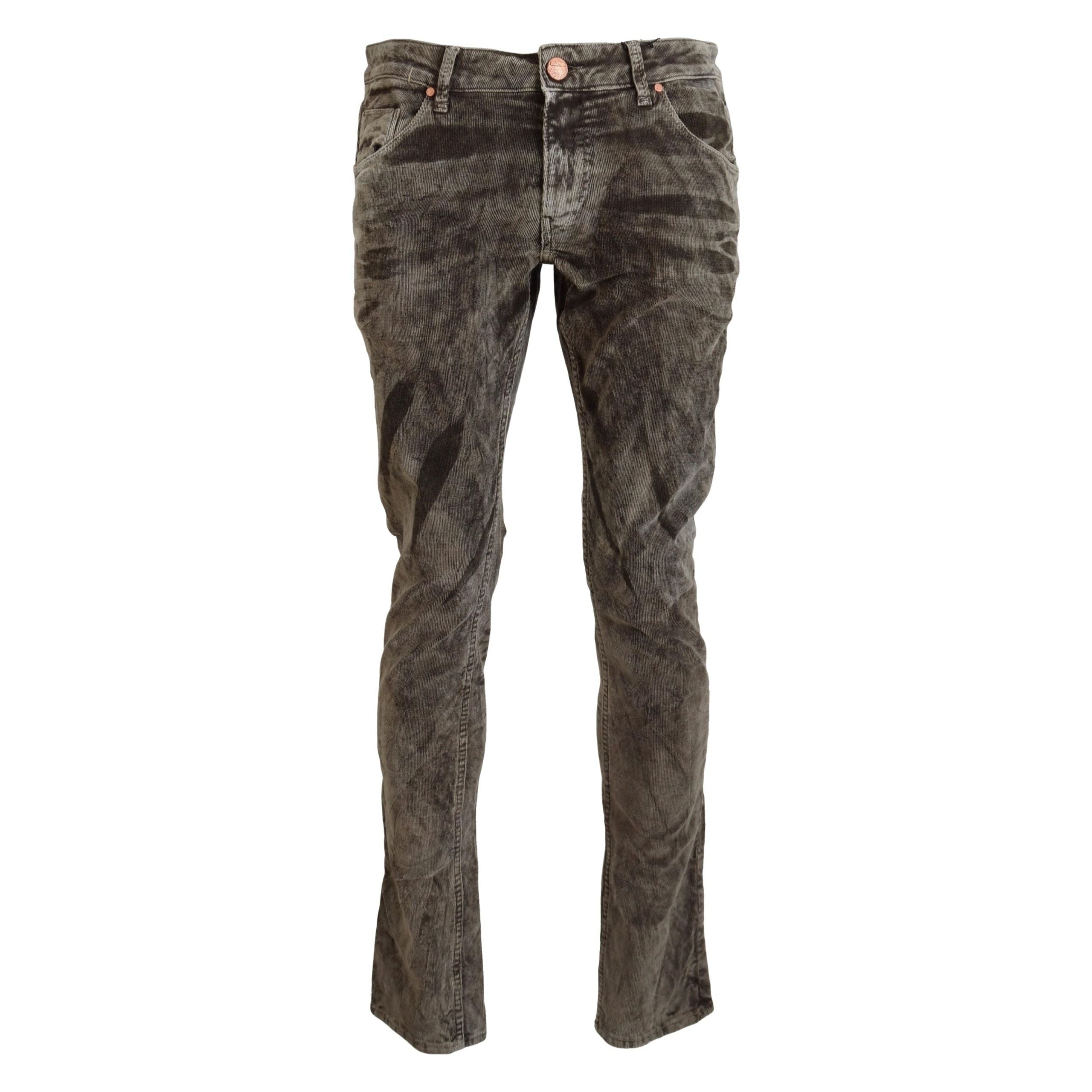 Acht Grey Corduroy Pants with Modern Twist Design