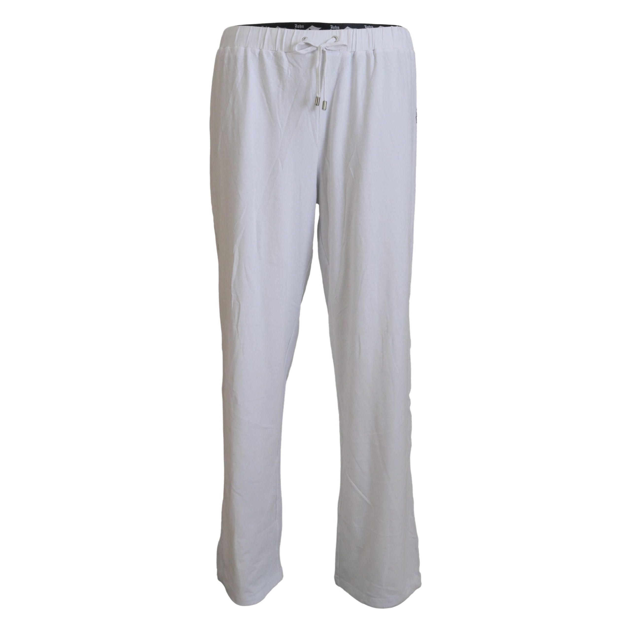 John Galliano White Cotton Wide Leg Pants for Effortless Chic