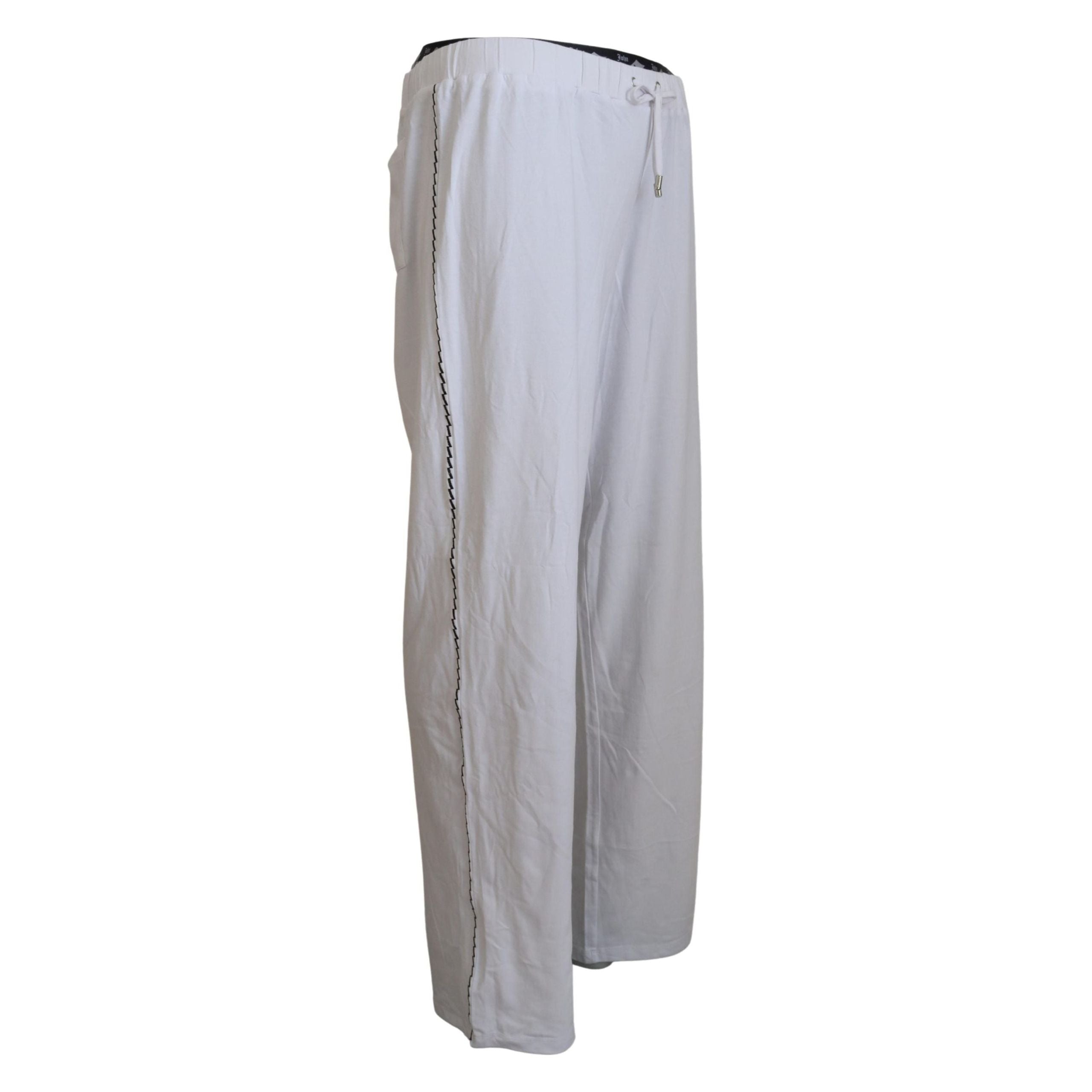 John Galliano White Cotton Wide Leg Pants for Effortless Chic