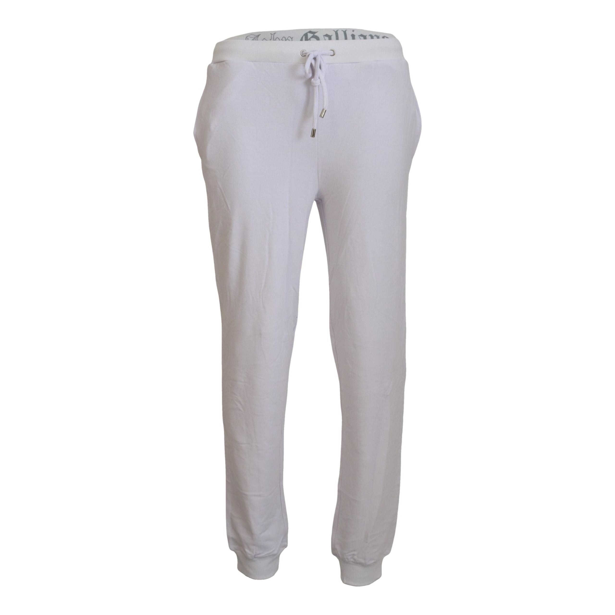 John Galliano White Cotton Jogger Pants - Casual Elegance