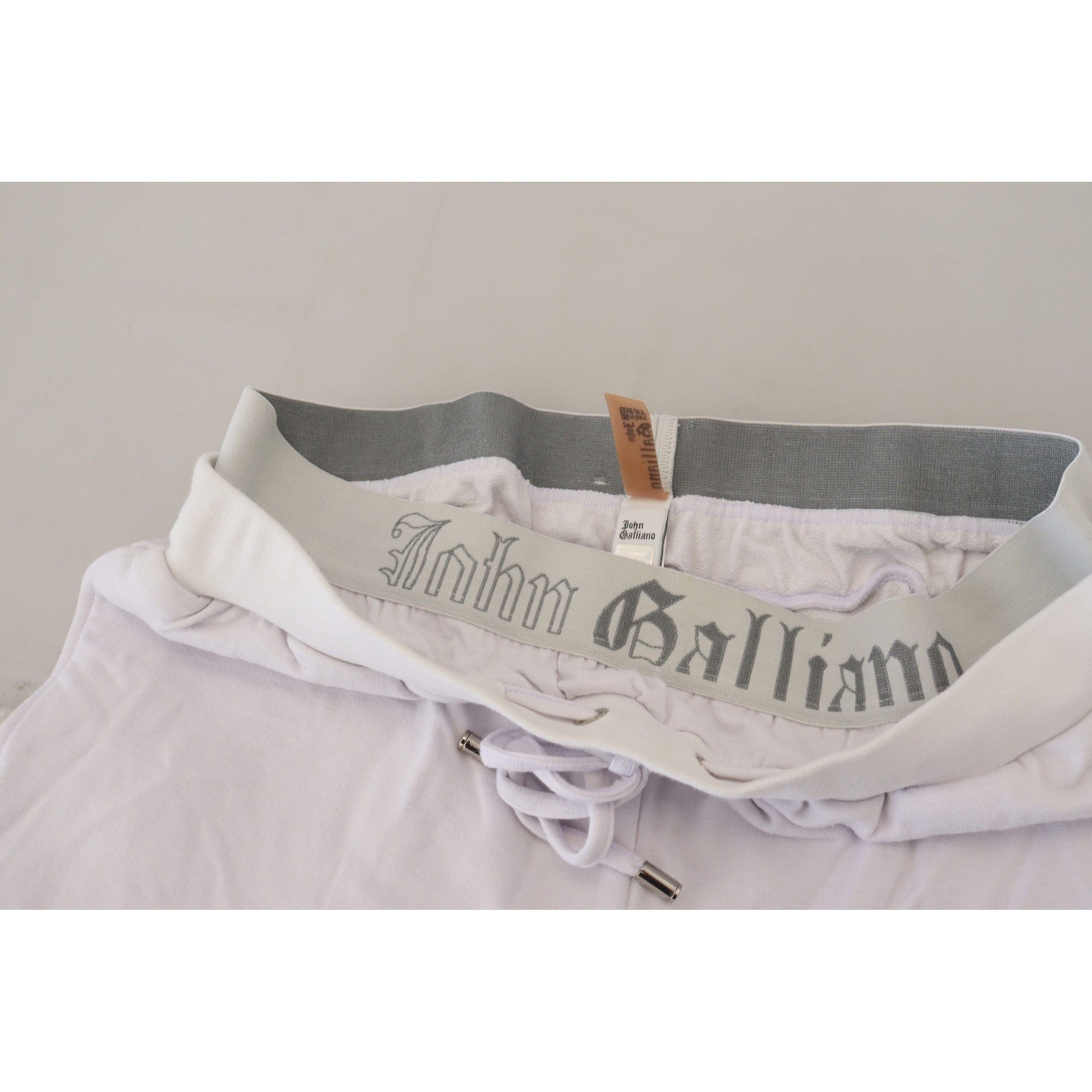 John Galliano White Cotton Jogger Pants - Casual Elegance