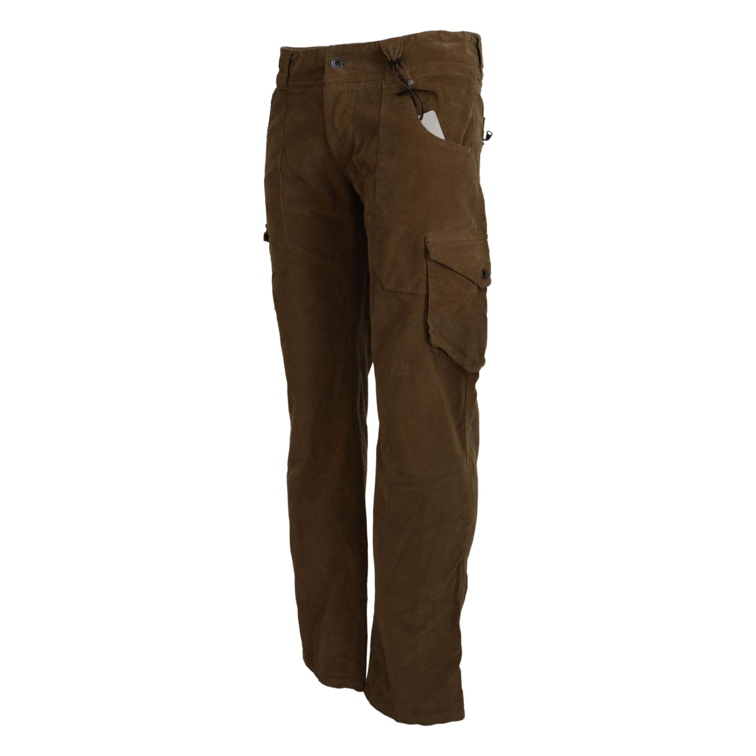 Ermanno Scervino Brown Corduroy Cargo Pants Elegance