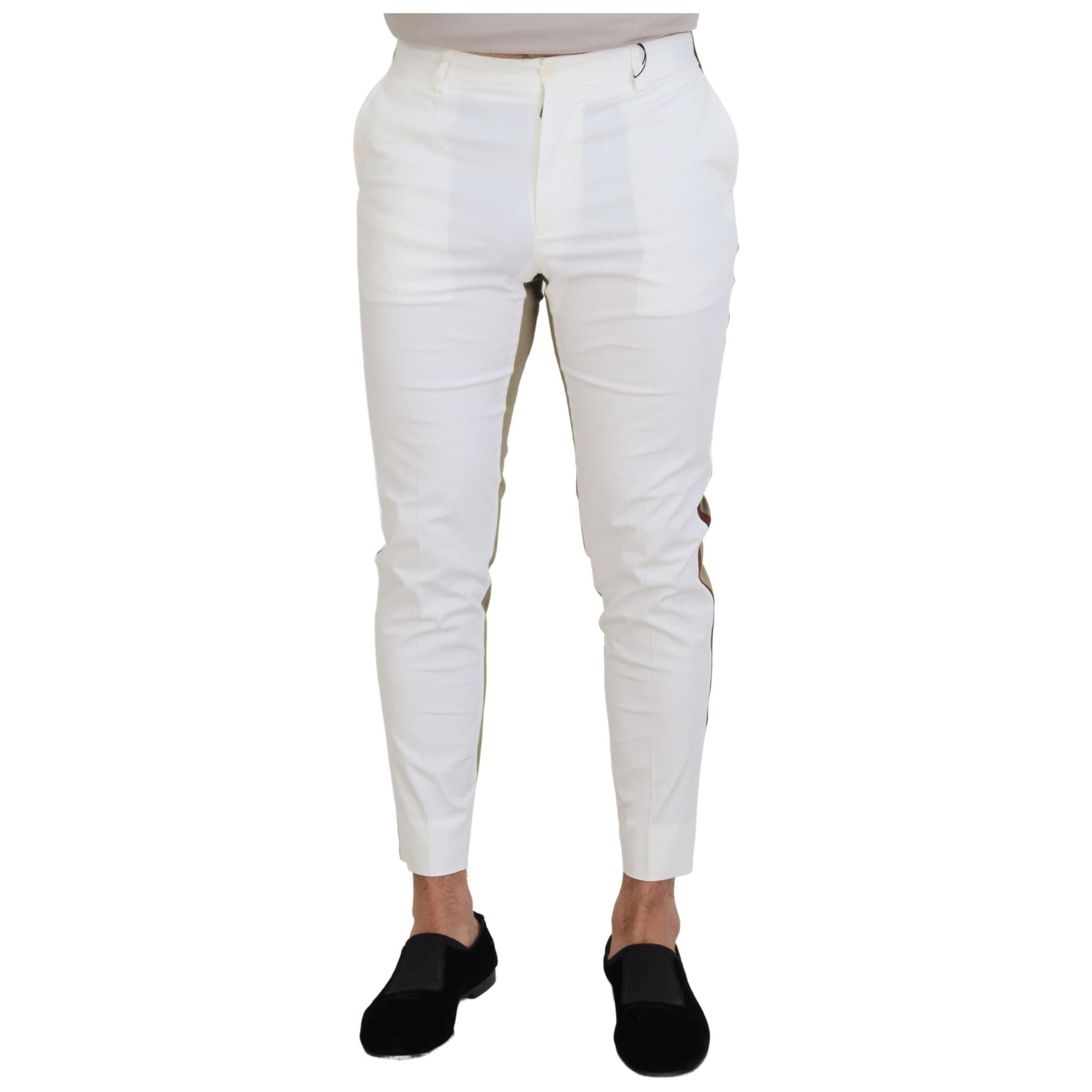 Dolce & Gabbana Two-Tone White & Brown Chic Cotton Pants