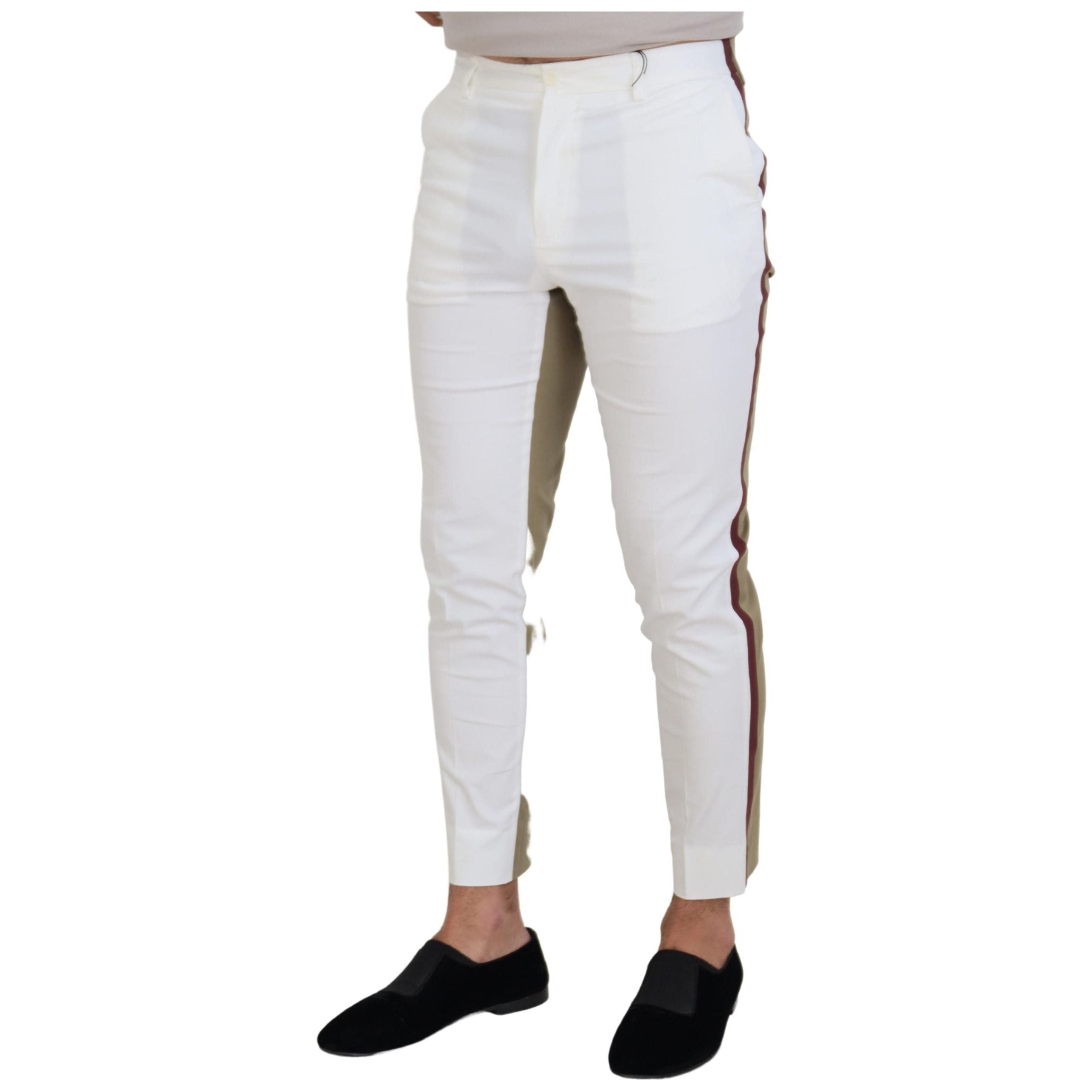 Dolce & Gabbana Two-Tone White & Brown Chic Cotton Pants