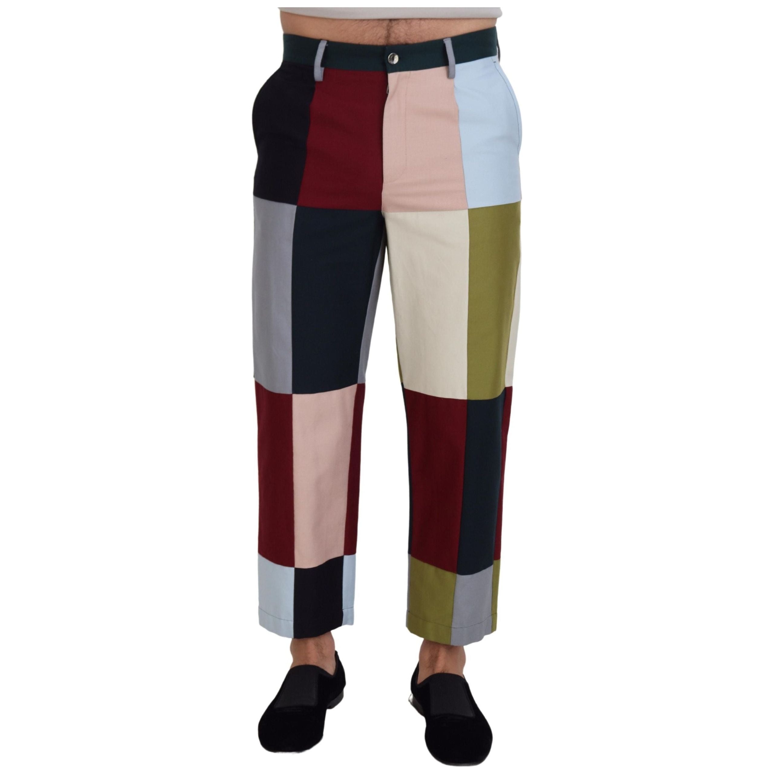 Dolce & Gabbana Multicolor Cotton Patchwork Pants Deluxe