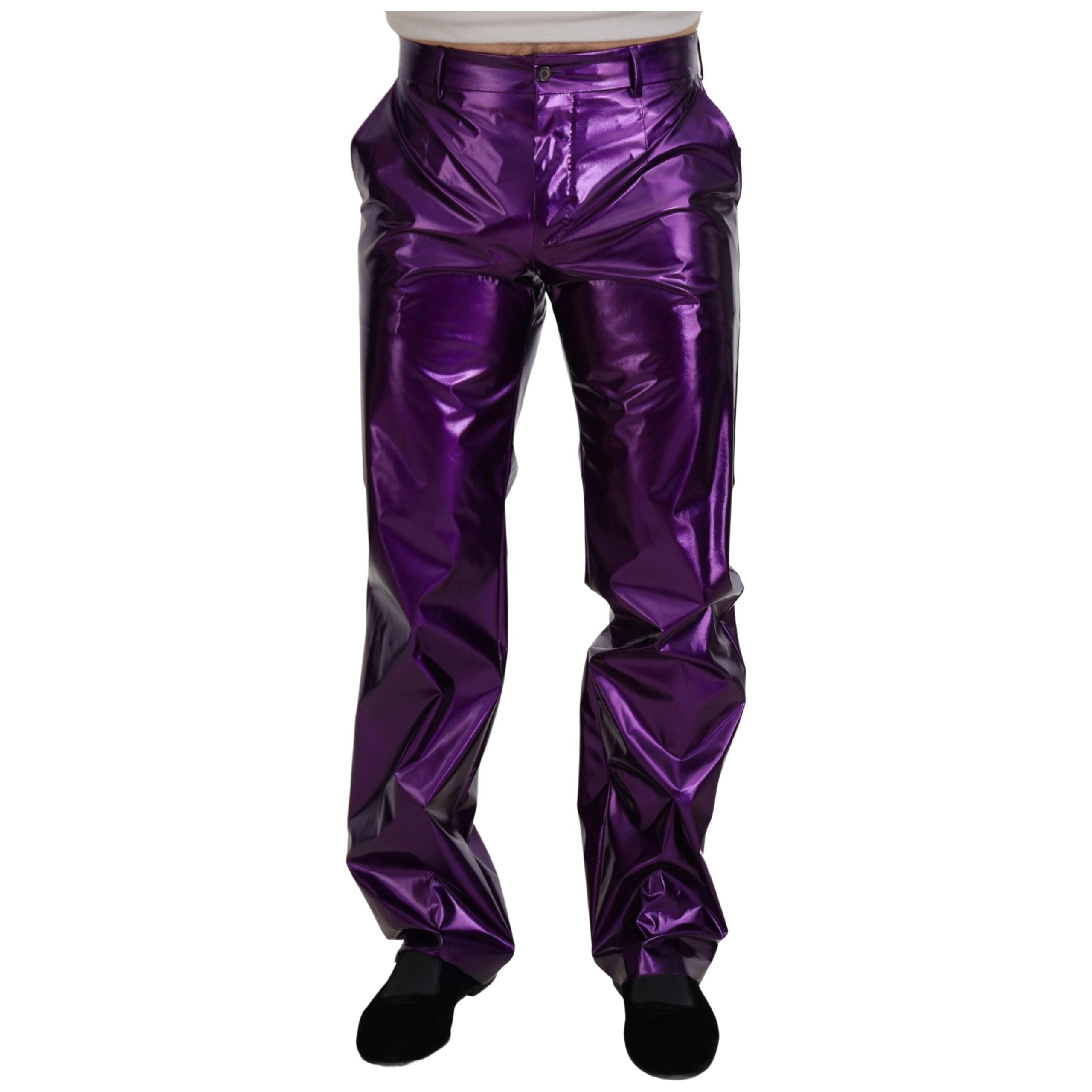 Dolce & Gabbana Purple Nylon Straight Fit Pants