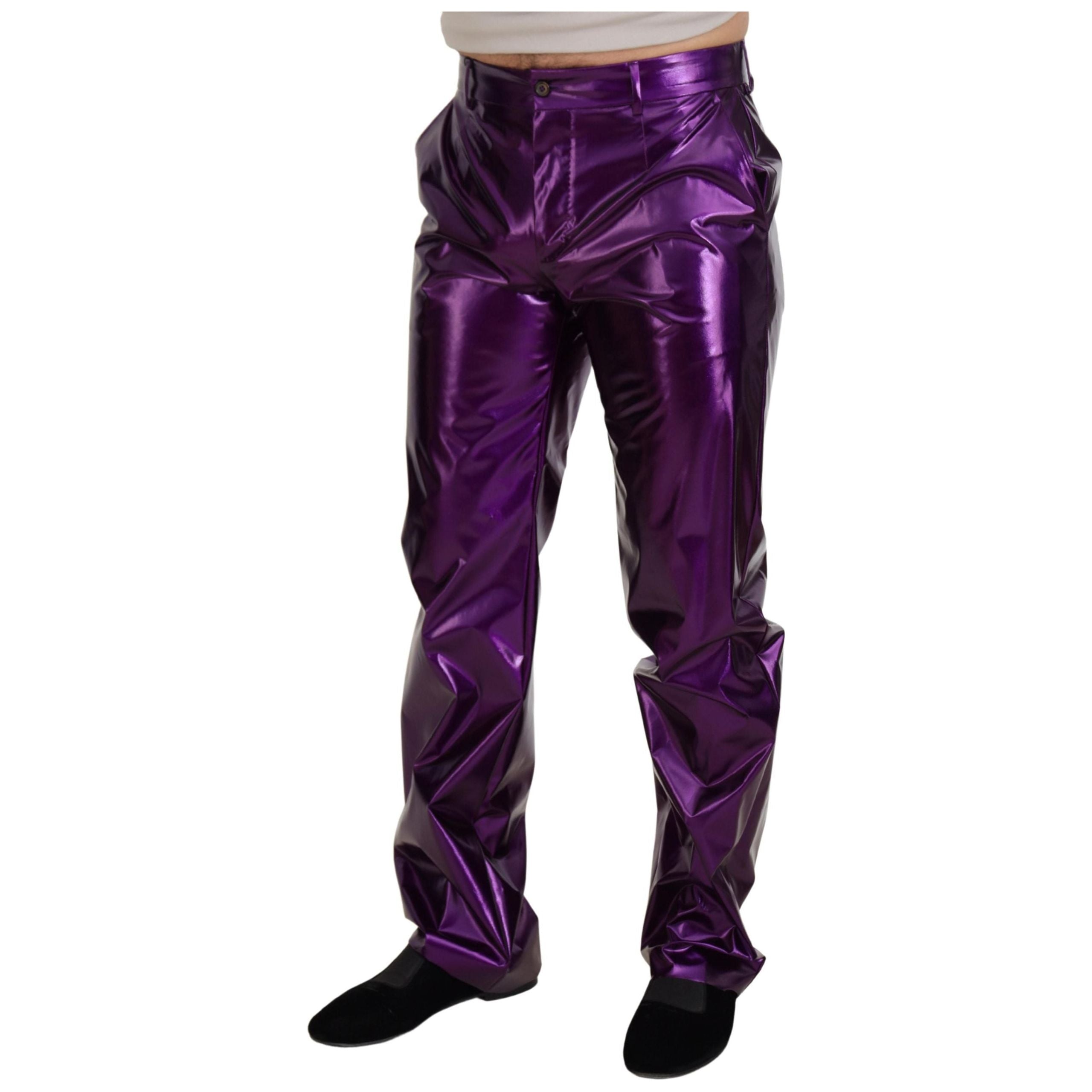 Dolce & Gabbana Purple Nylon Straight Fit Pants