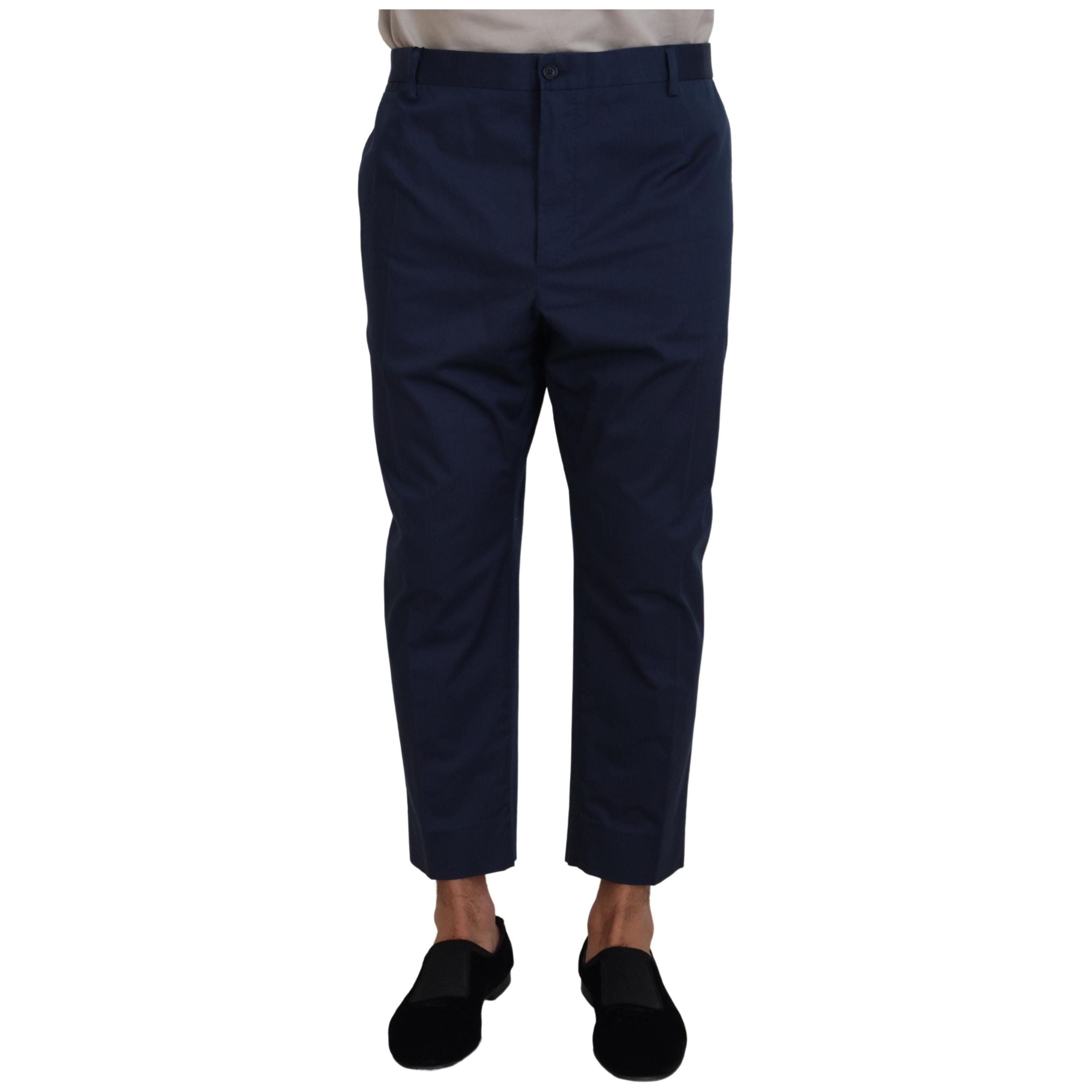 Dolce & Gabbana Navy Wool-Blend Cropped Trousers Elegance