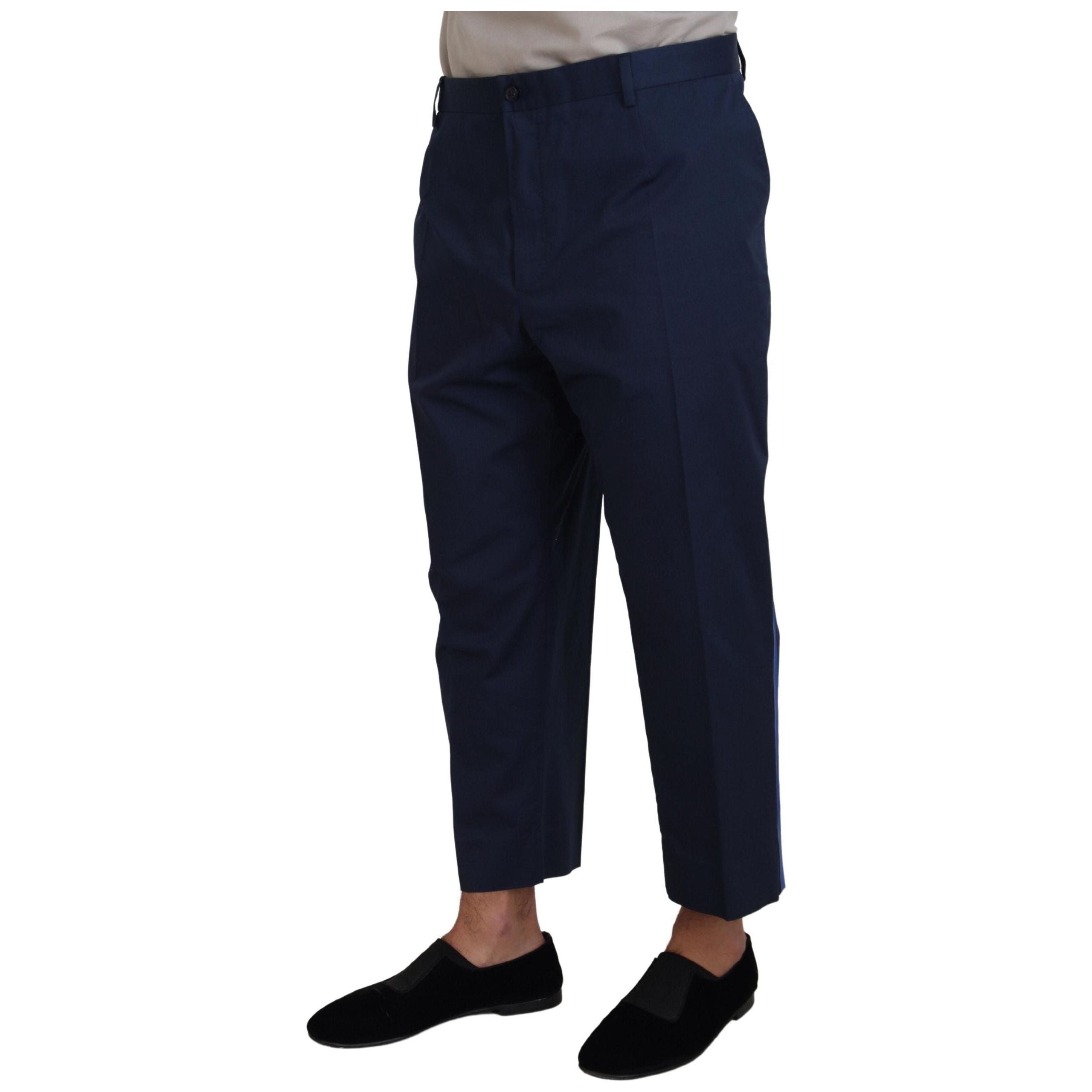 Dolce & Gabbana Navy Wool-Blend Cropped Trousers Elegance