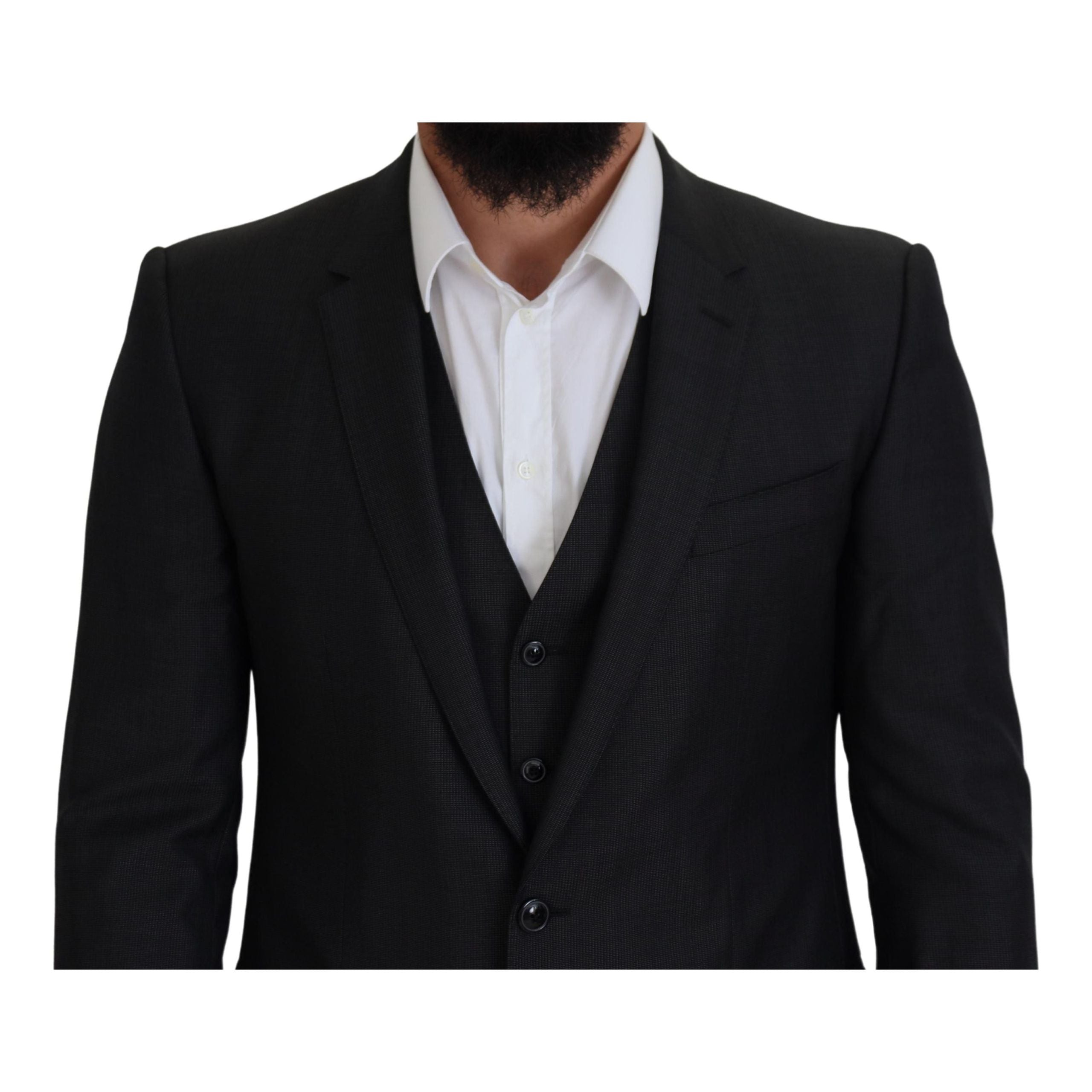 Dolce & Gabbana Gray Wool Silk Three-Piece Suit