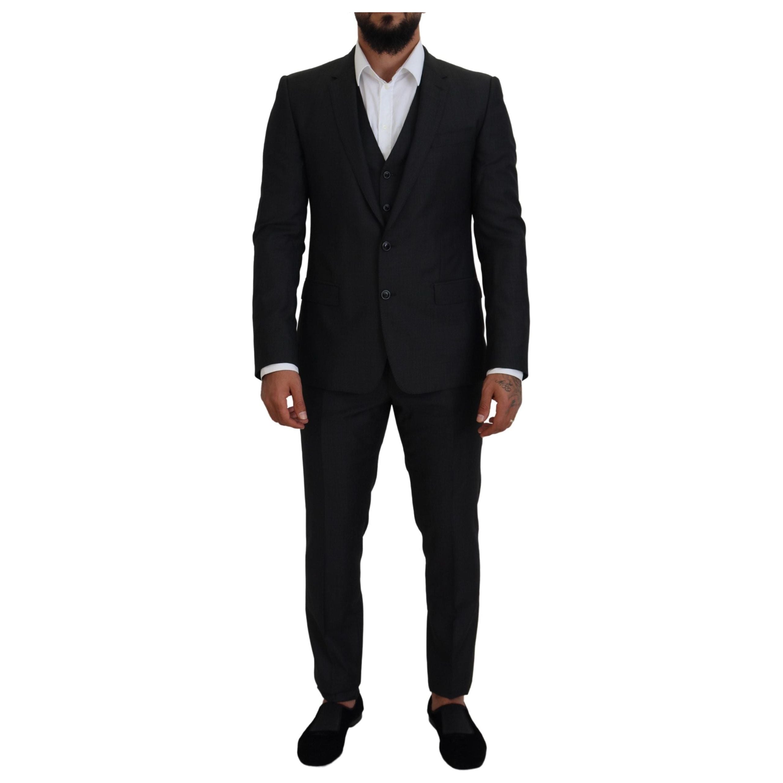 Dolce & Gabbana Gray Wool Silk Three-Piece Suit