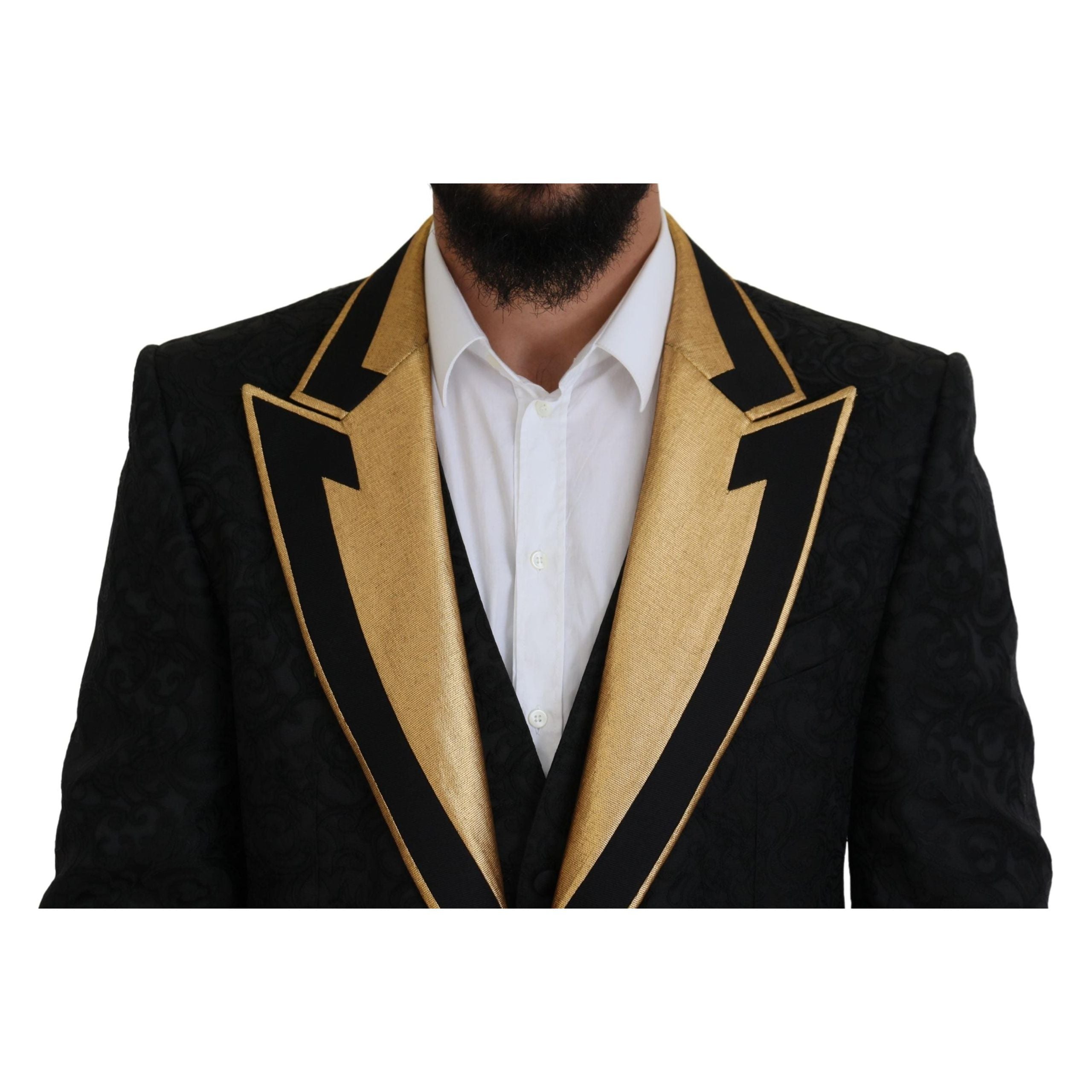 Dolce & Gabbana Black Wool 3 Piece Suit