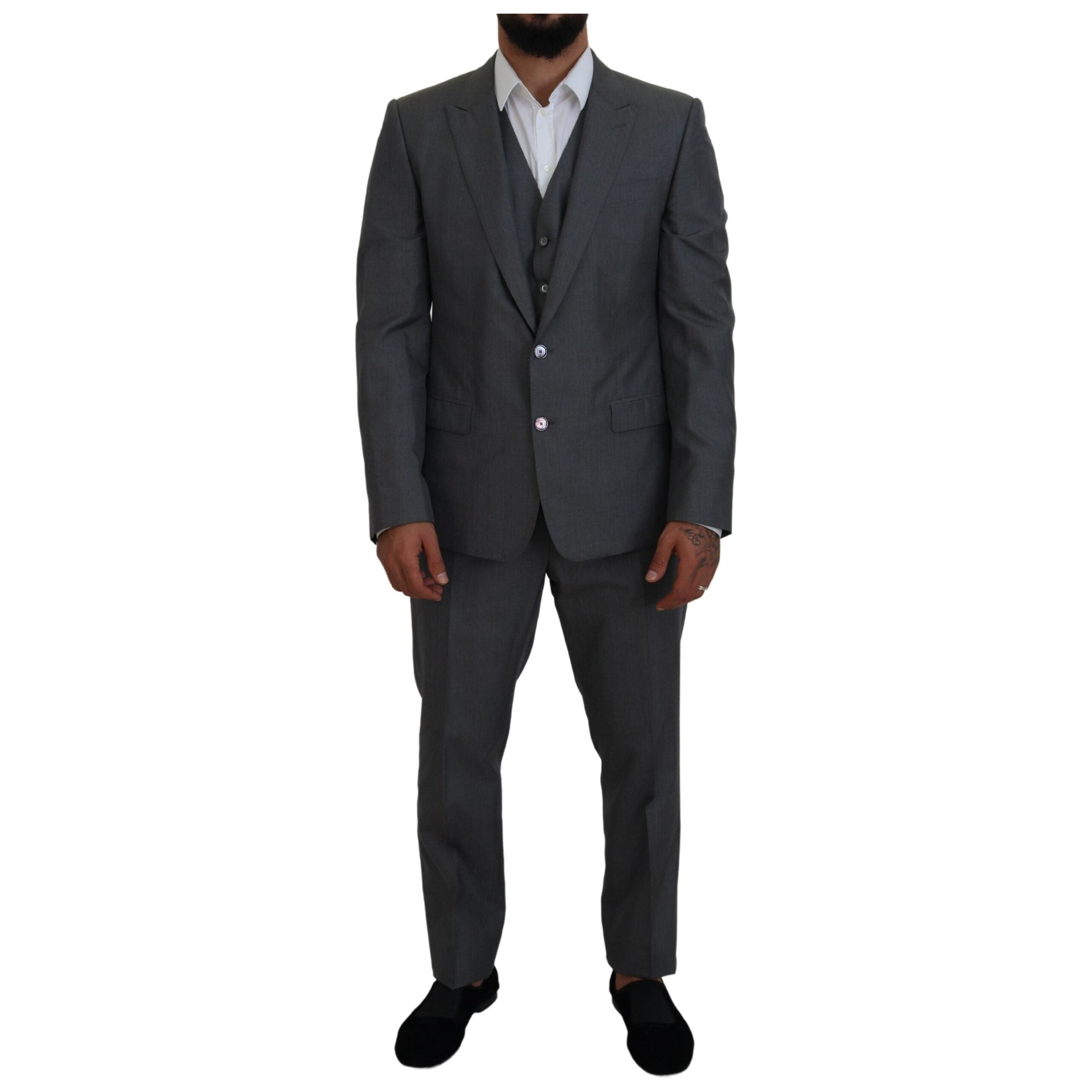 Dolce & Gabbana Silver Silk Three-Piece Suit