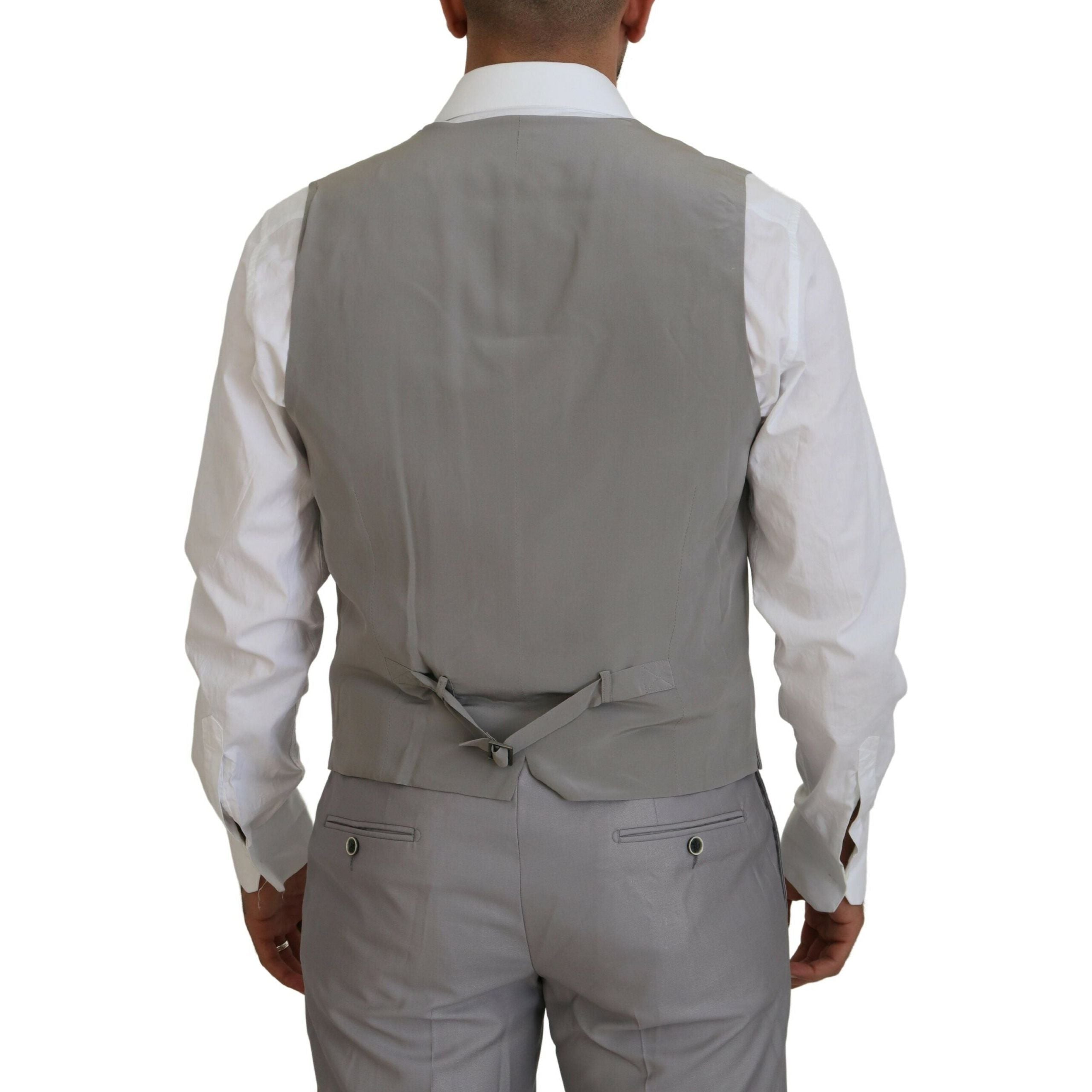 Dolce & Gabbana Silver Wool Three-Piece Suit