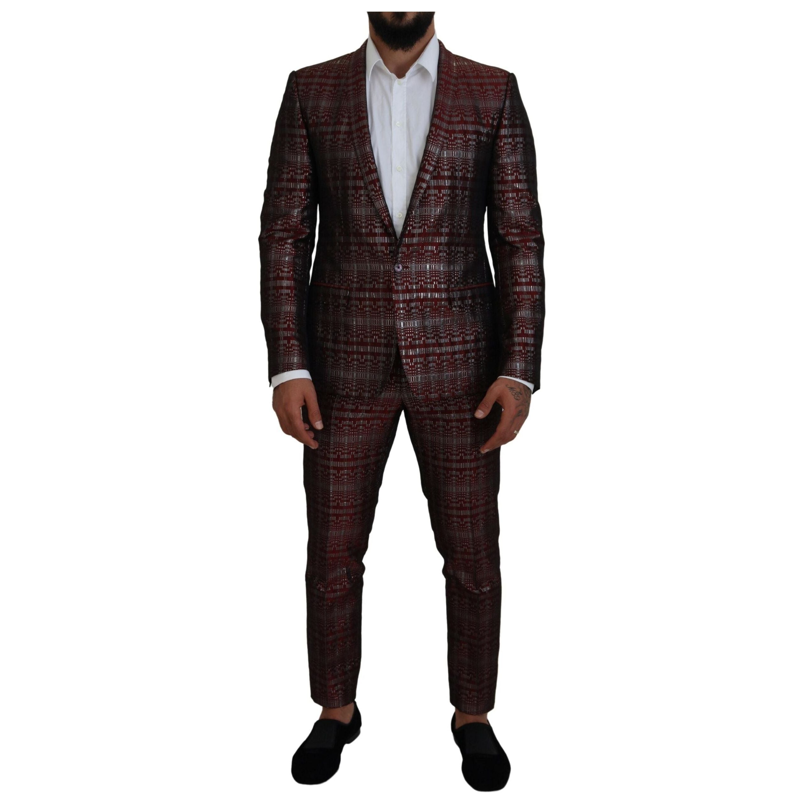 Dolce & Gabbana Bordeaux Fantasy Wool Suit