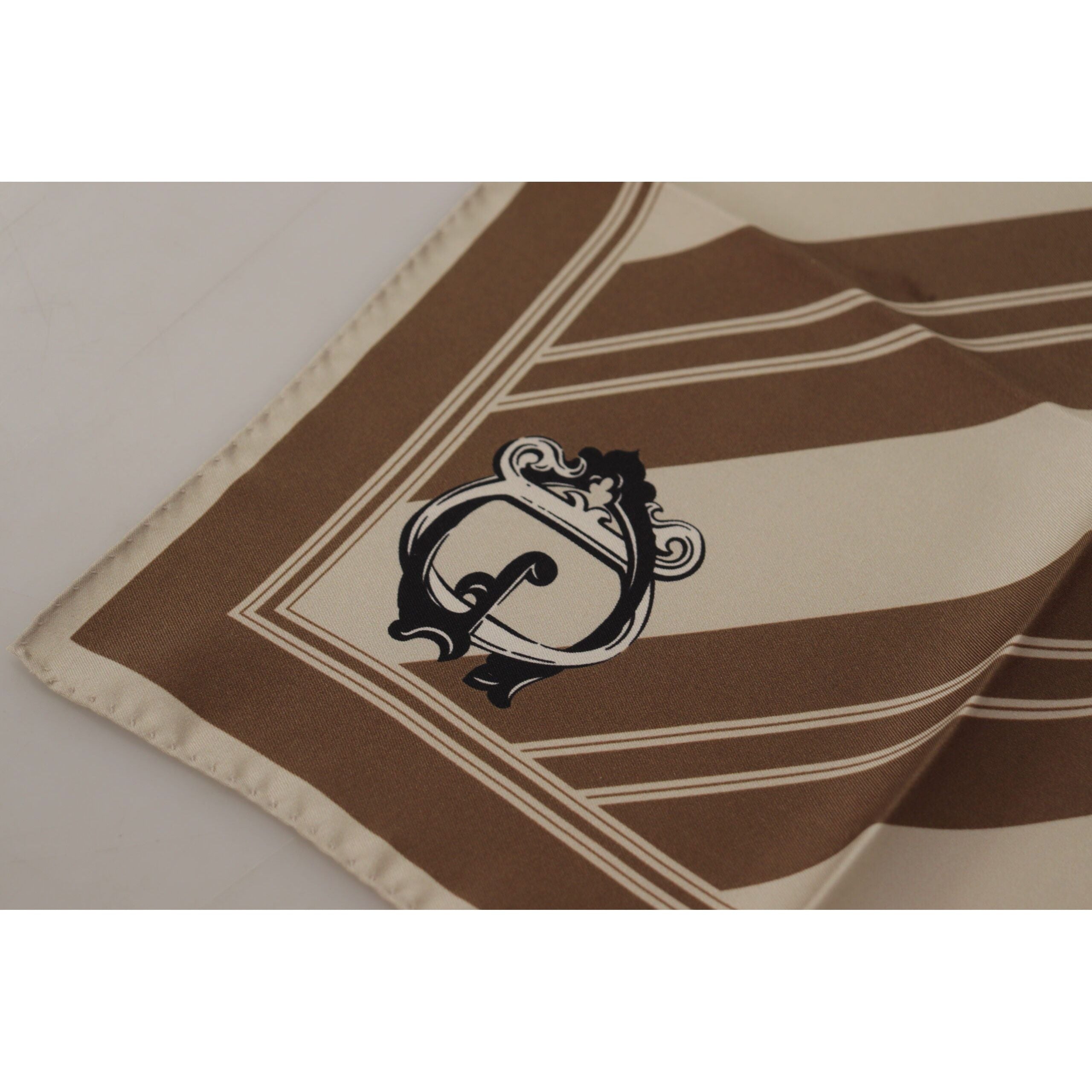 Dolce & Gabbana Brown Striped Silk Scarf for Sophistication