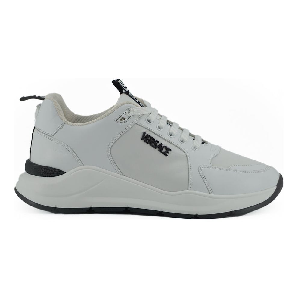 Versace Sleek White Calf Leather Sneakers for Effortless Elegance