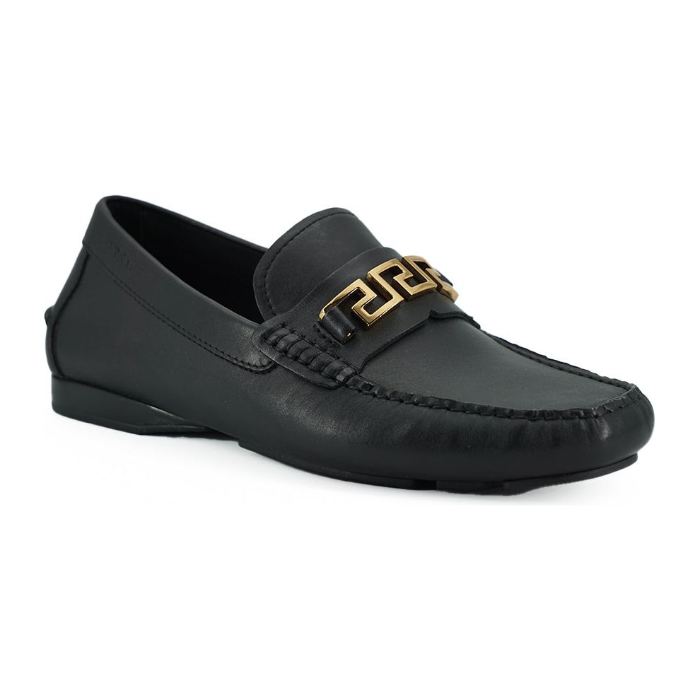 Versace Black Calf Leather Loafers for Sophisticated Style