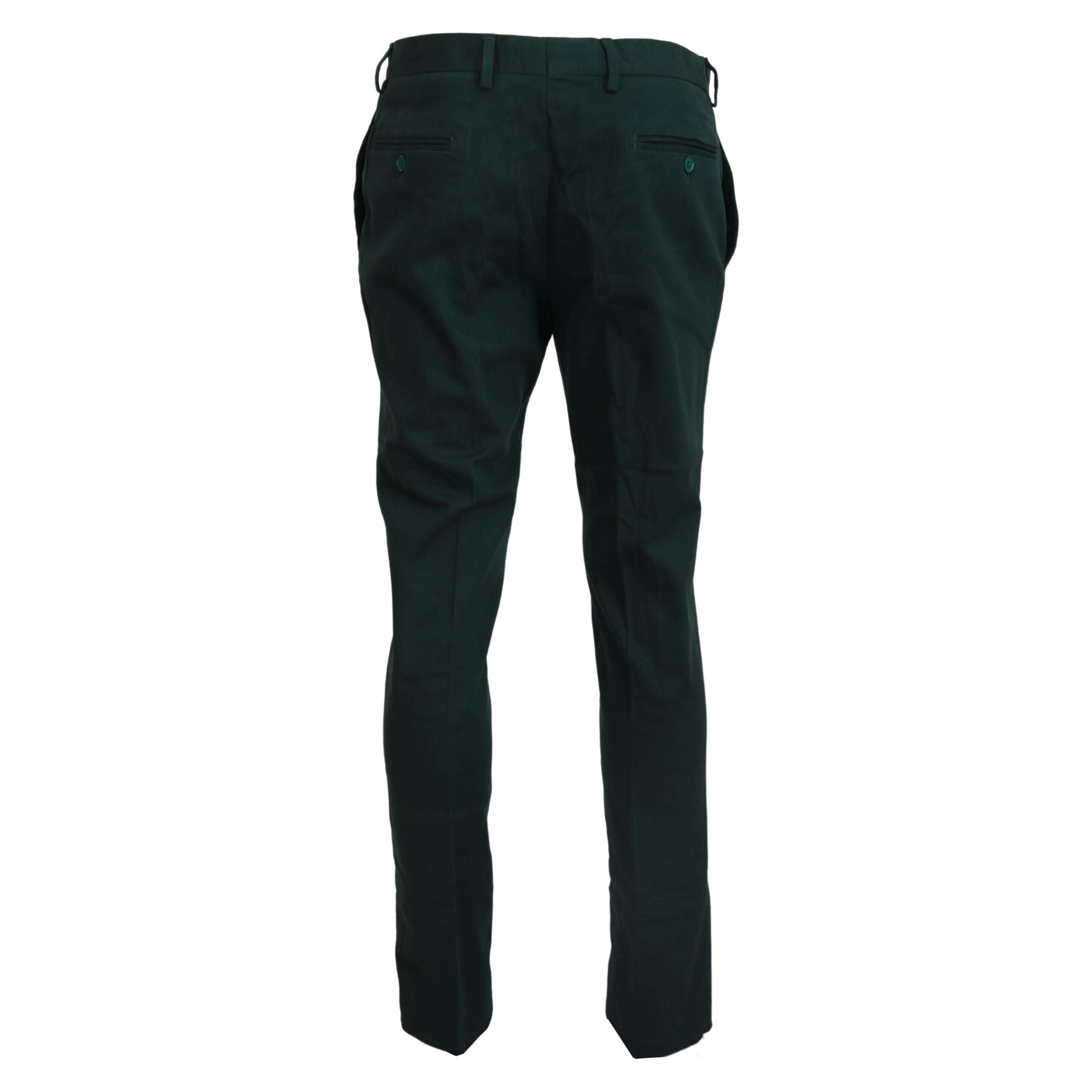 BENCIVENGA Dark Green Cotton Chino Trousers for Sophistication