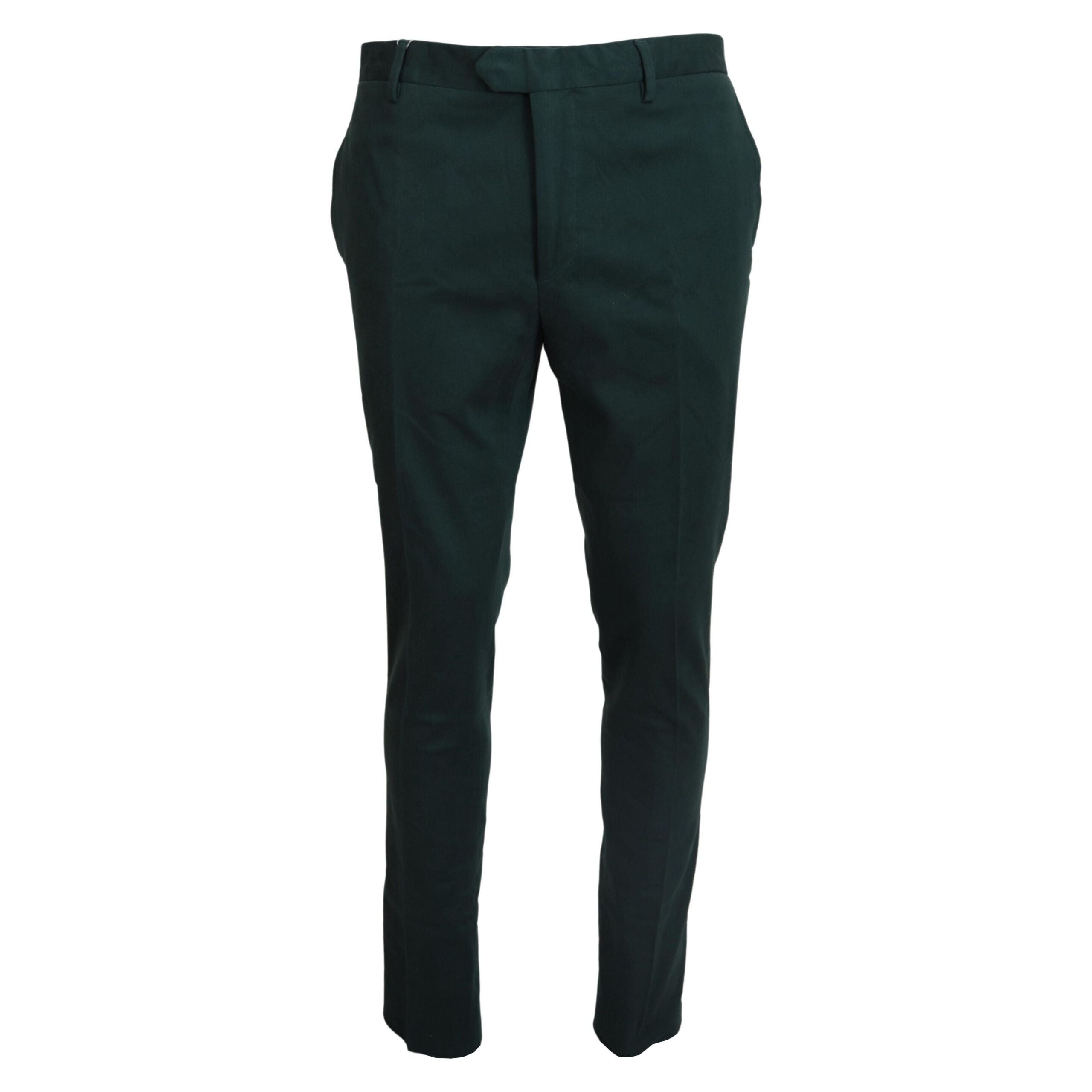 BENCIVENGA Dark Green Cotton Chino Trousers for Sophistication