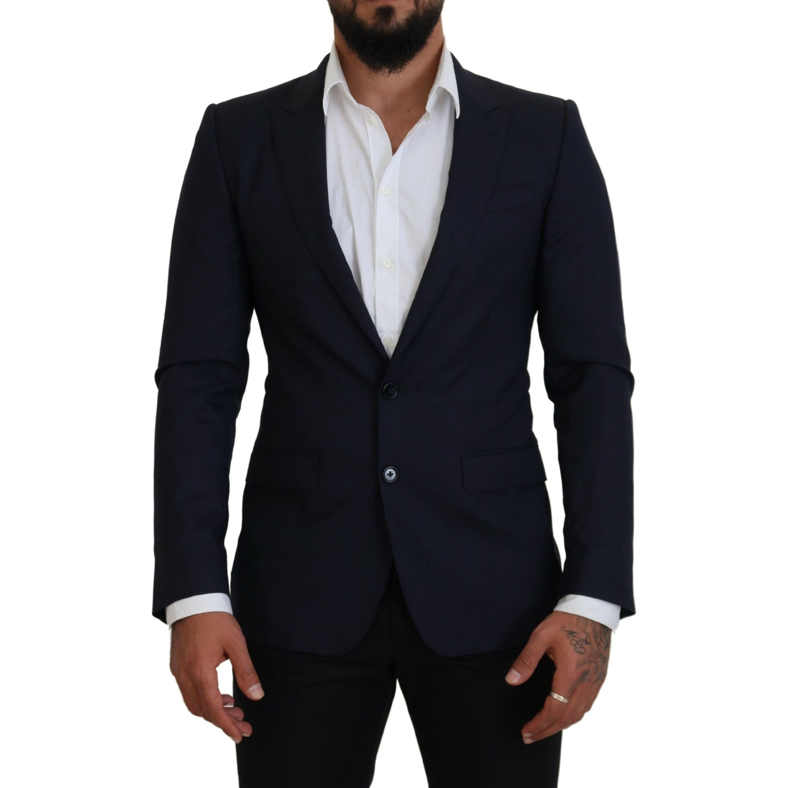 Dolce & Gabbana Blue Wool Silk Blazer Jacket