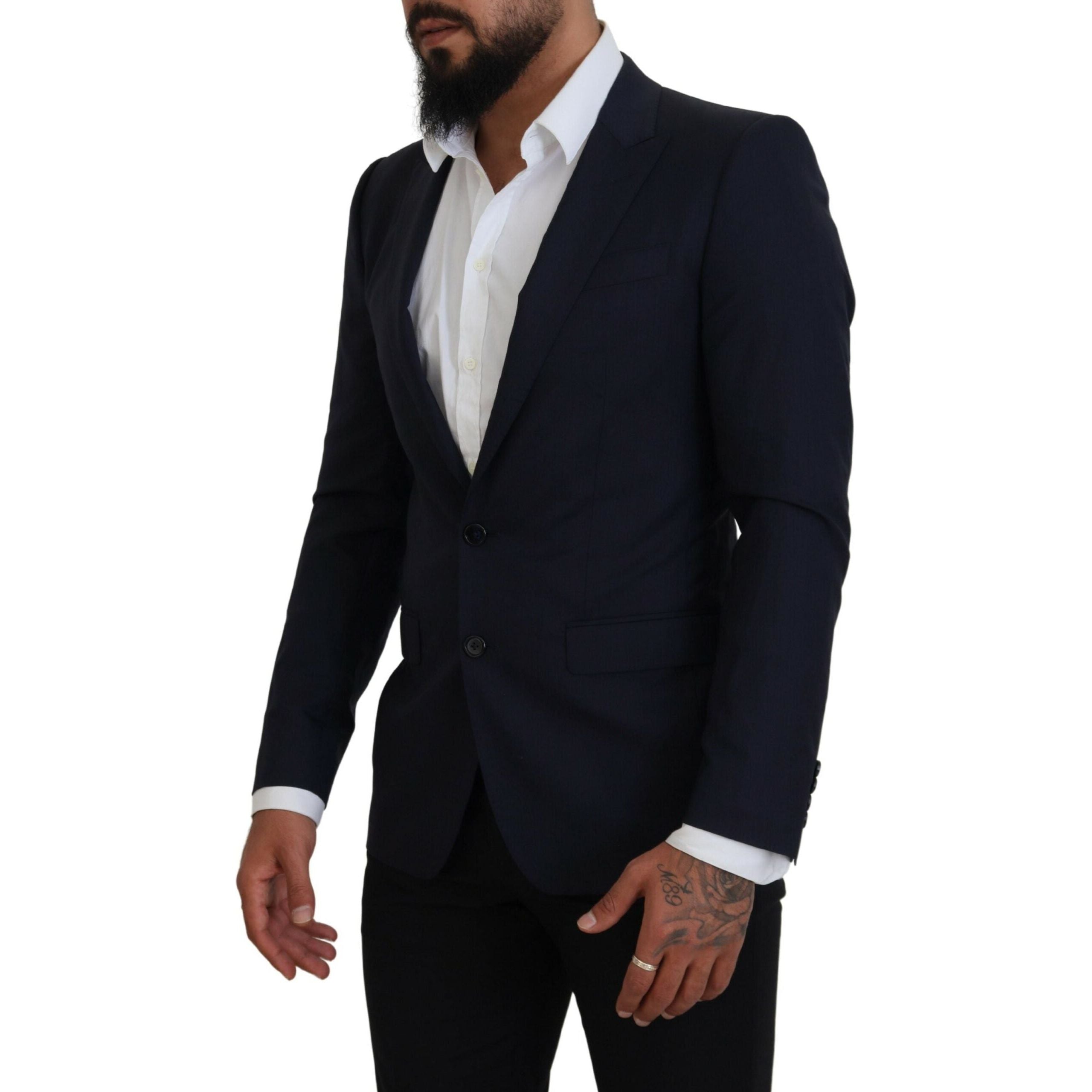 Dolce & Gabbana Blue Wool Silk Blazer Jacket