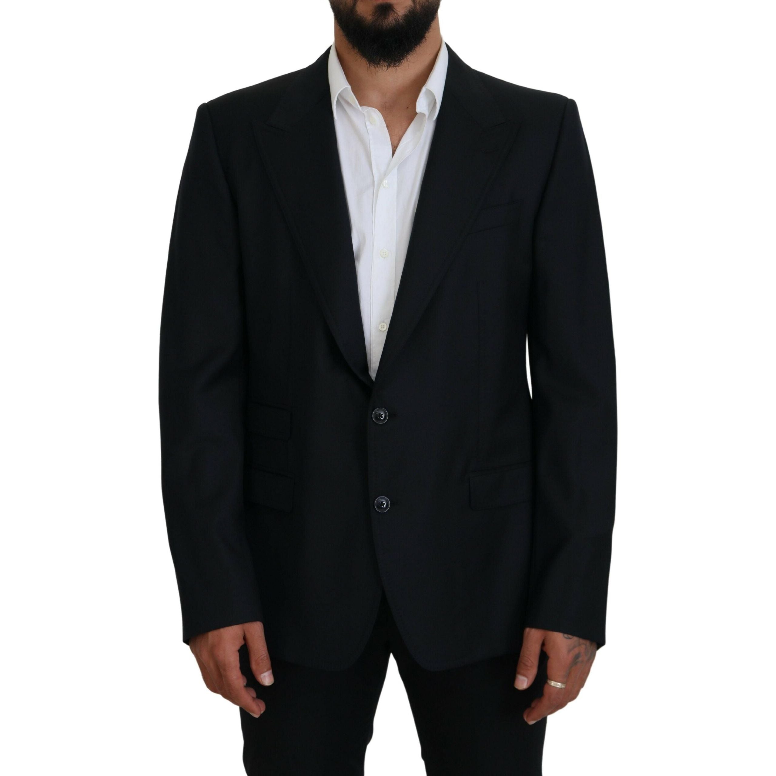 Dolce & Gabbana Dark Blue Wool Single Breasted Blazer