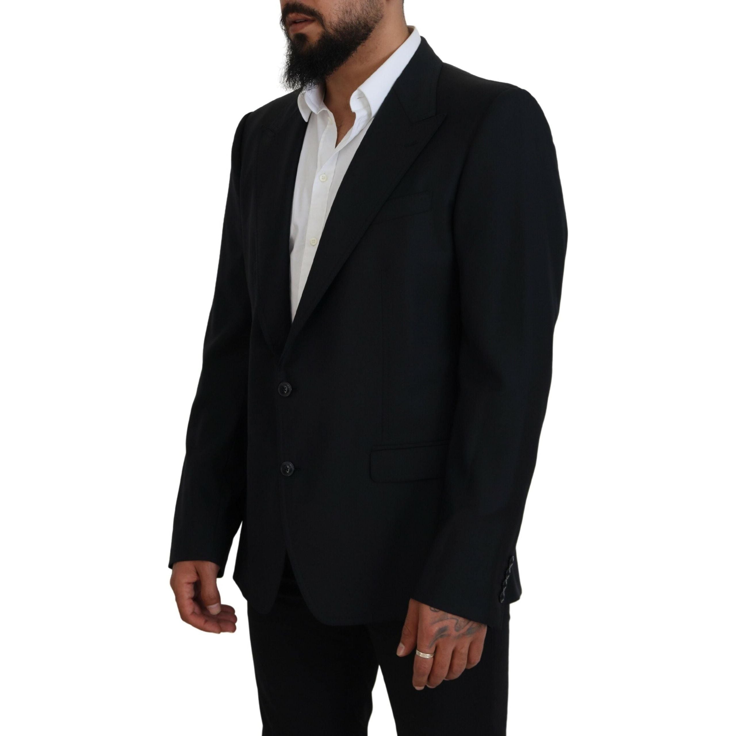 Dolce & Gabbana Dark Blue Wool Single Breasted Blazer
