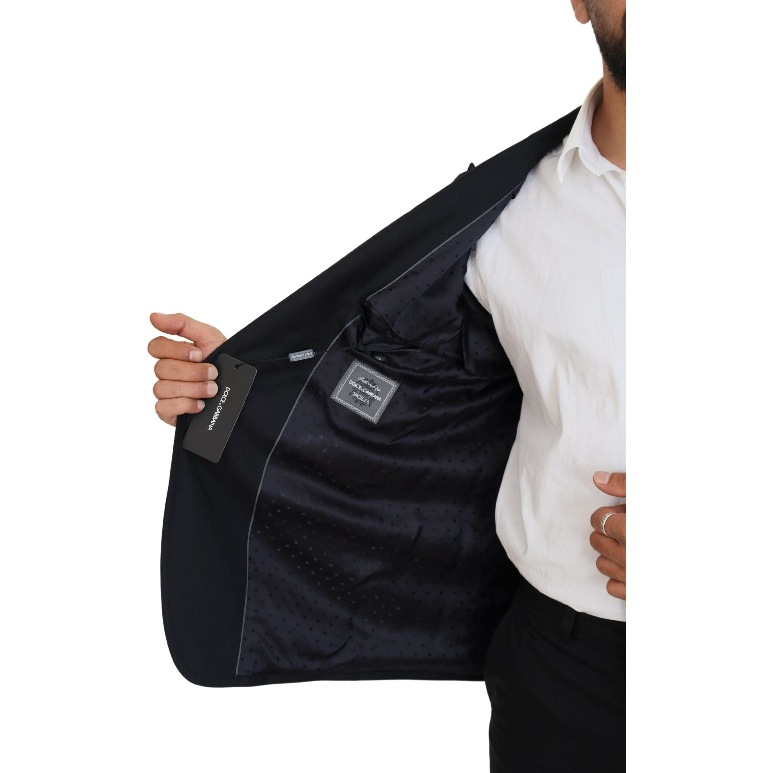 Dolce & Gabbana Dark Blue Wool Single Breasted Blazer