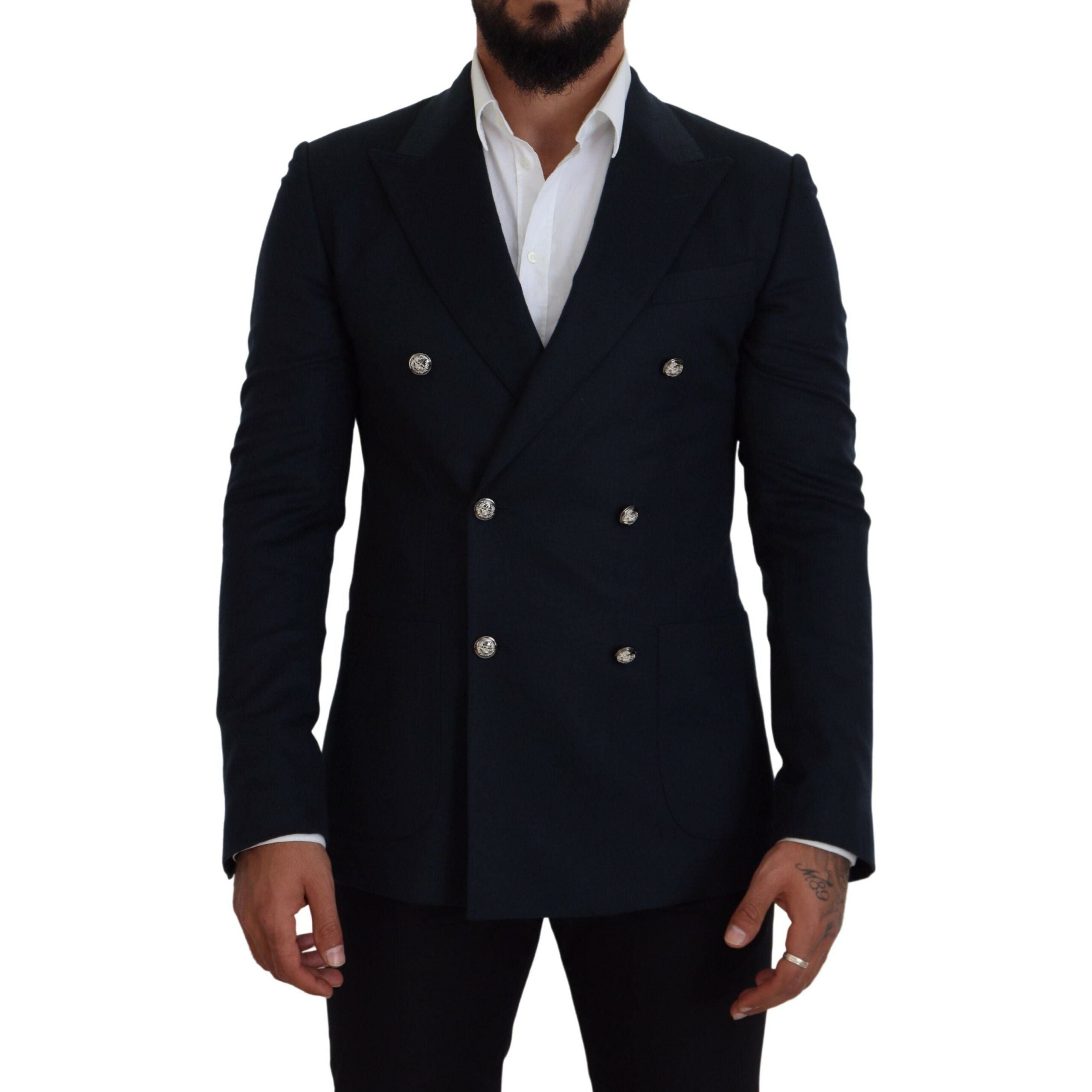 Dolce & Gabbana Blue Cashmere-Silk Blend Blazer