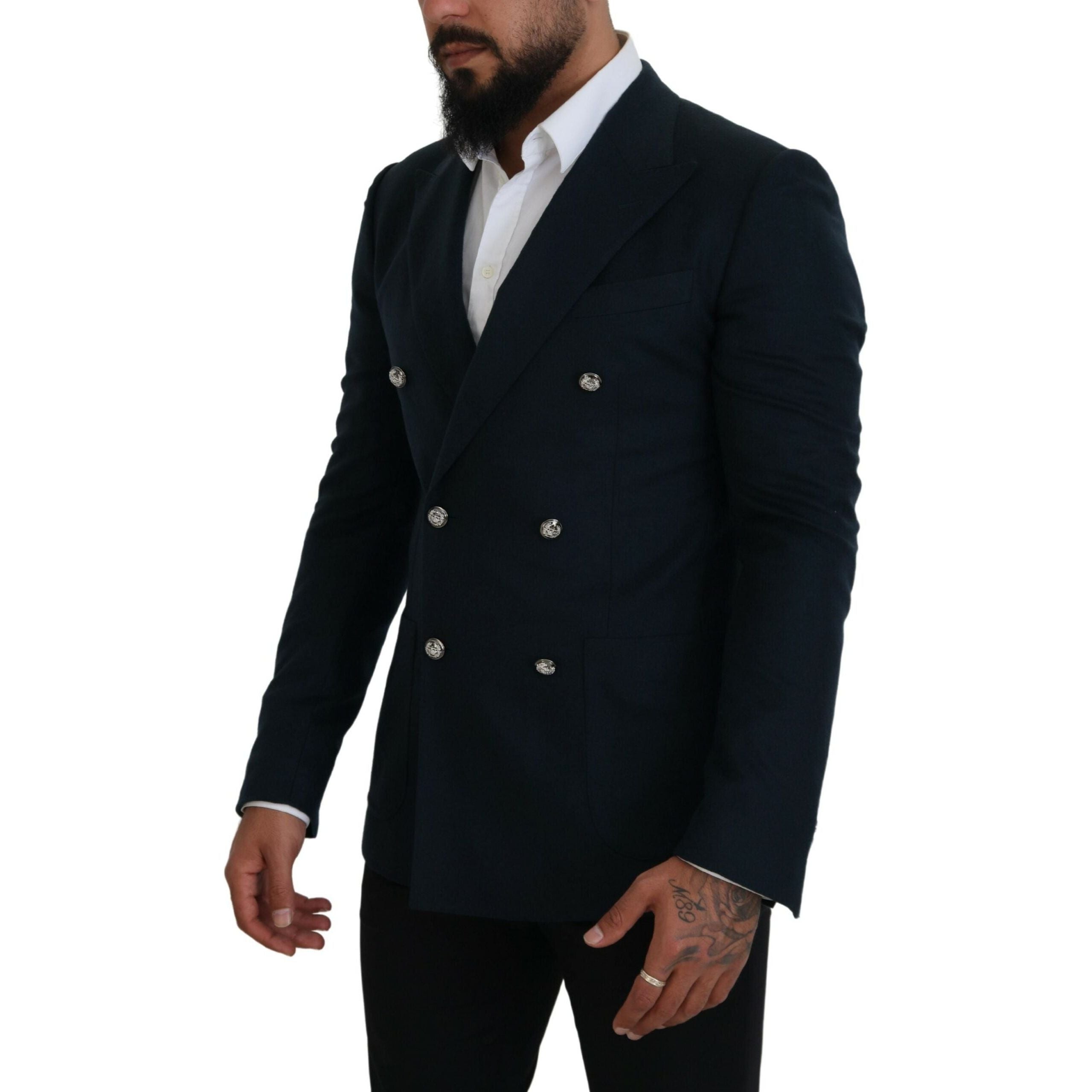 Dolce & Gabbana Blue Cashmere-Silk Blend Blazer