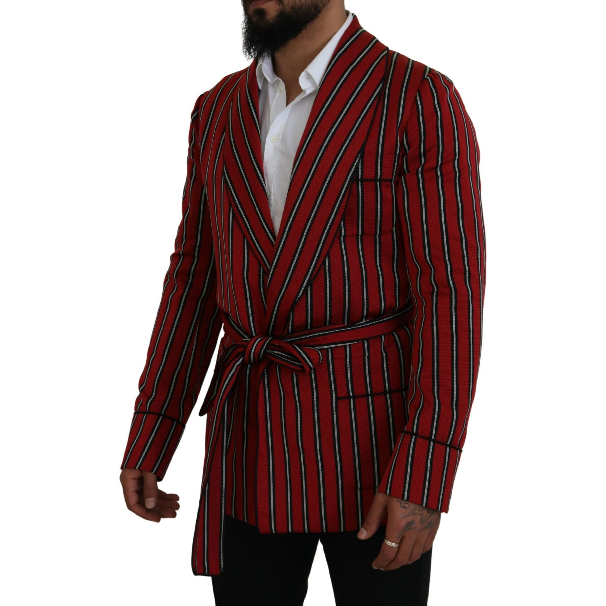 Dolce & Gabbana Red Silk Long Robe Luxury Wear