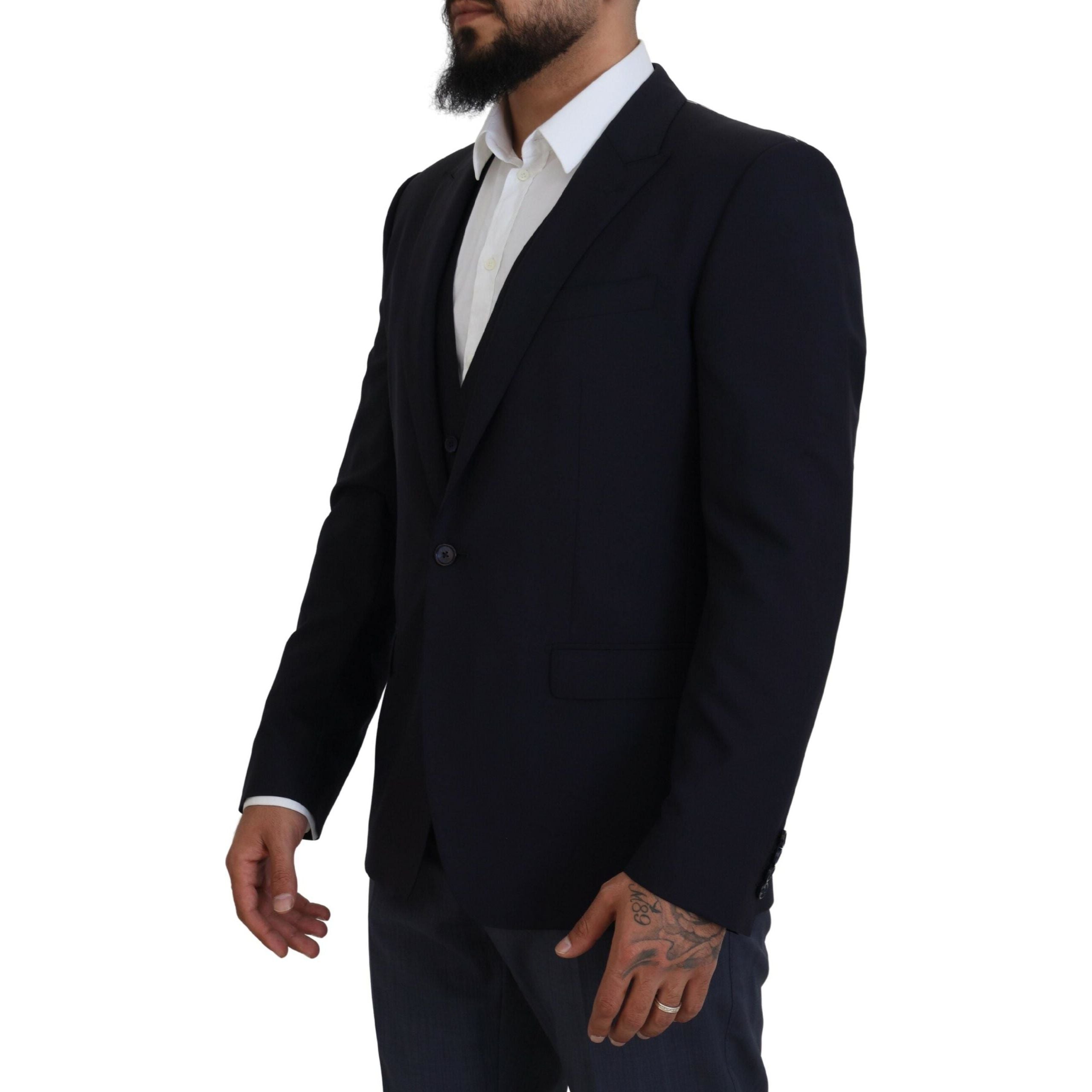 Dolce & Gabbana Navy Wool Blend Martini Blazer