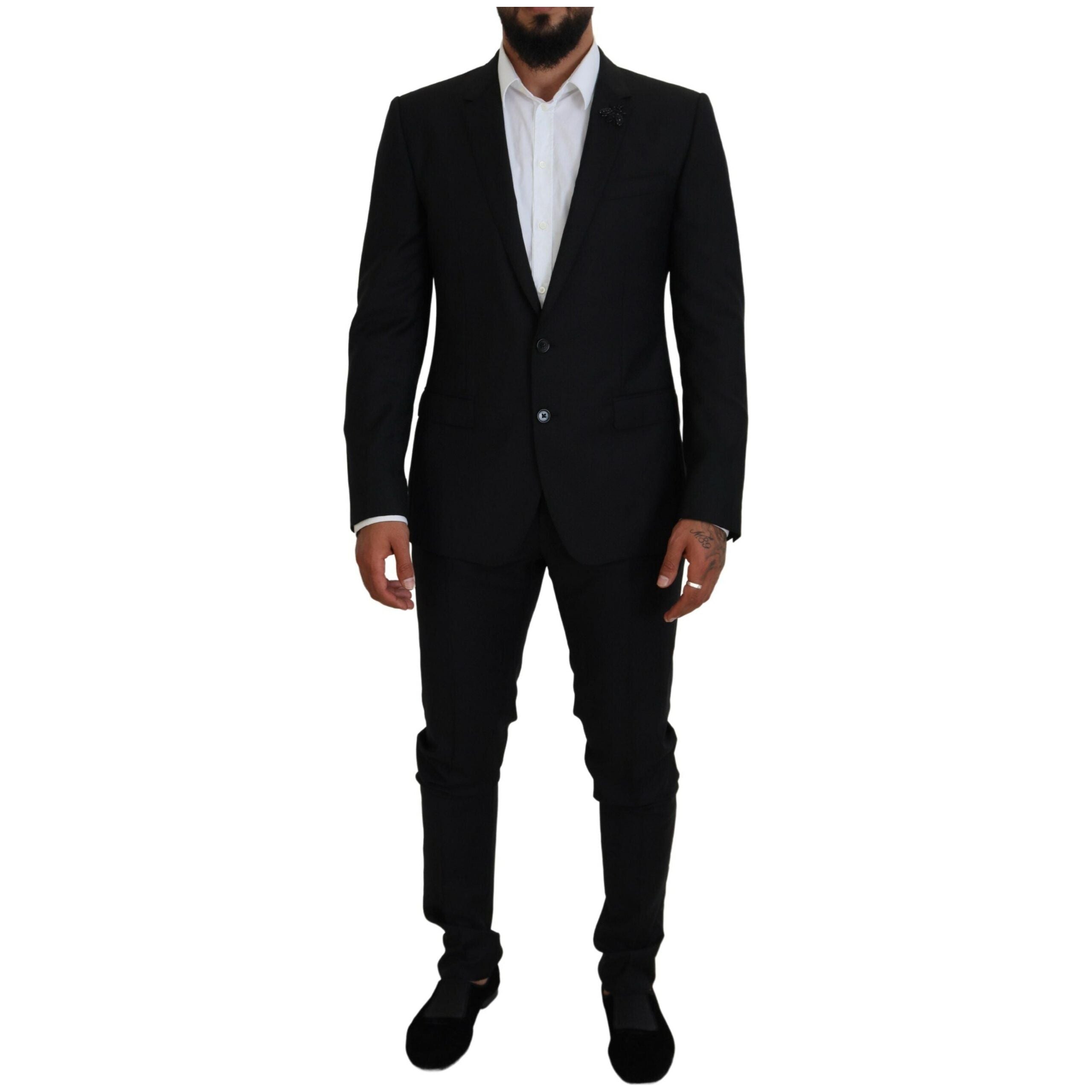 Dolce & Gabbana Black Wool Two-Piece Martini Suit