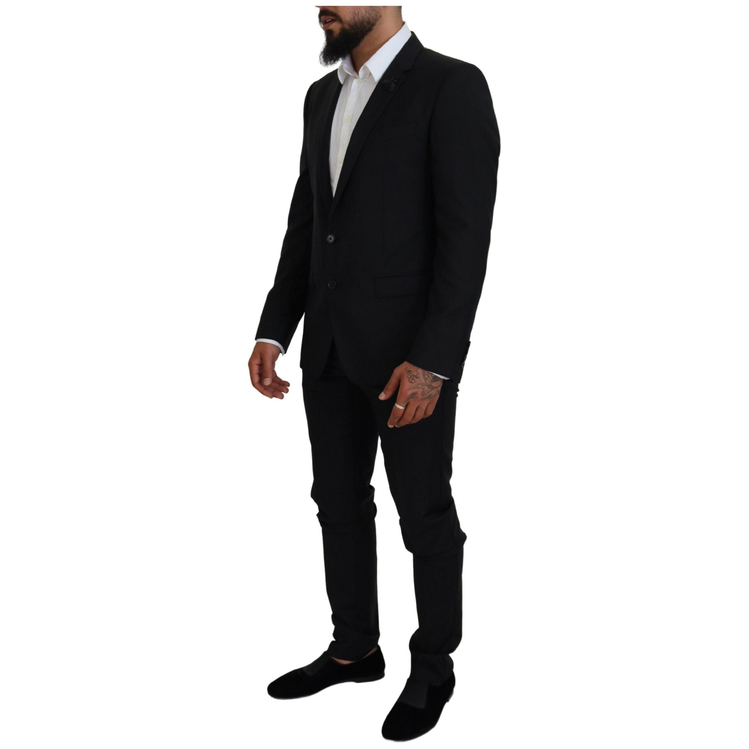 Dolce & Gabbana Black Wool Two-Piece Martini Suit