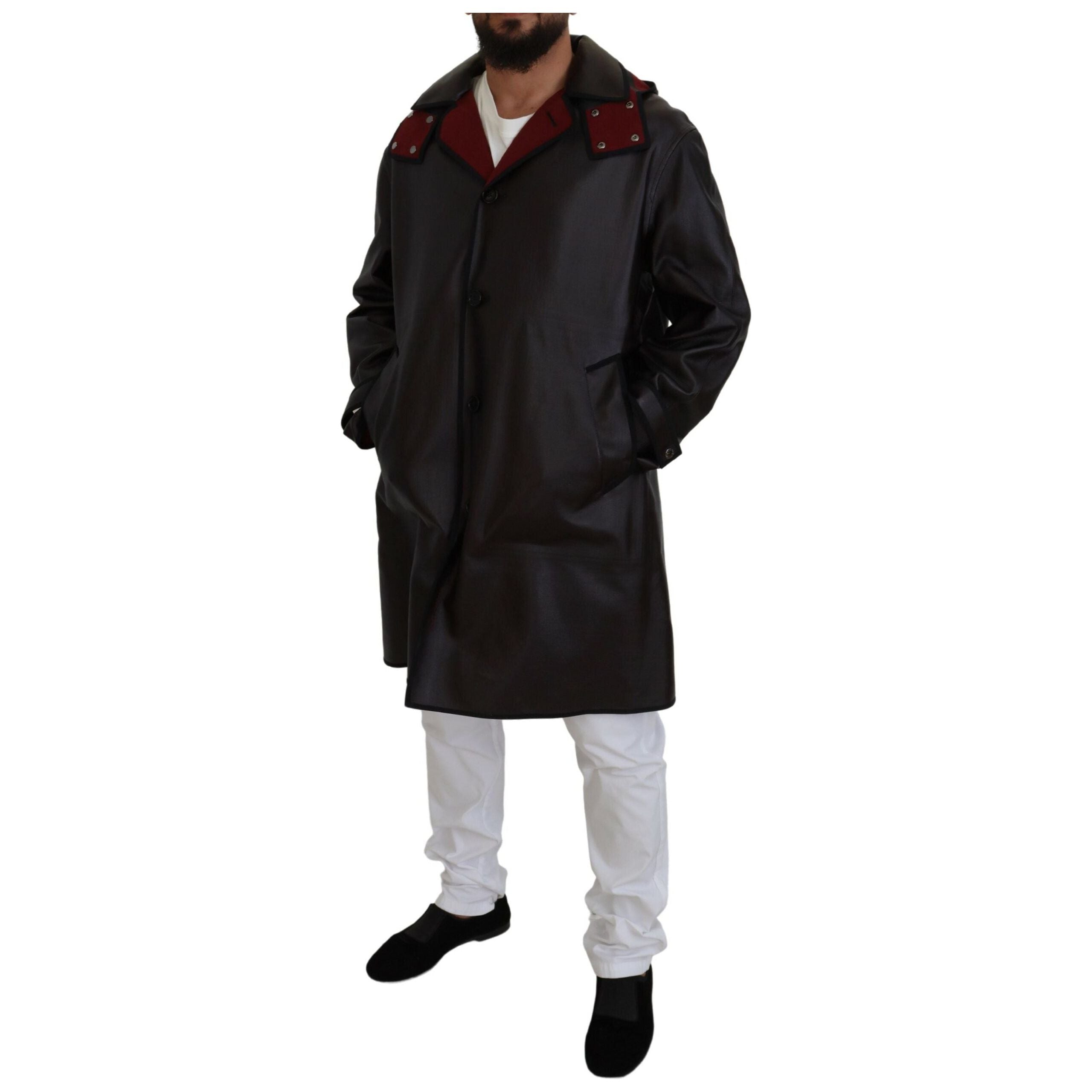 Dolce & Gabbana Black Cotton Elegant Hooded Parka Coat