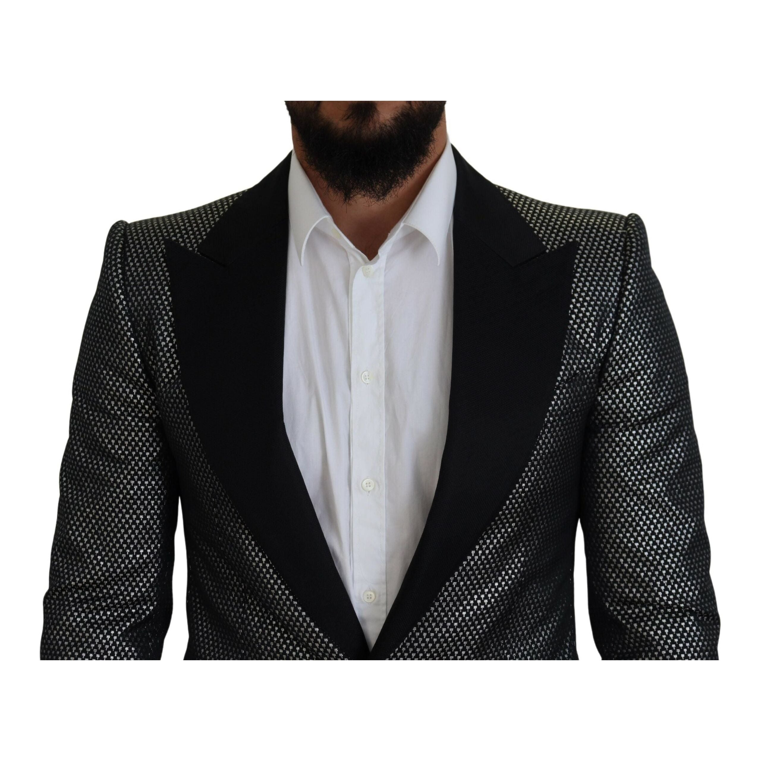Dolce & Gabbana Black Jacquard Single Breasted Blazer