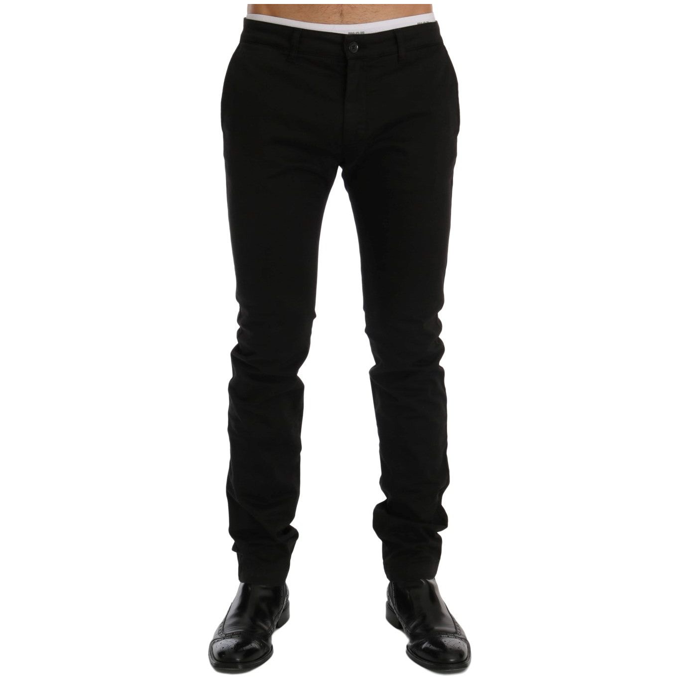 GF Ferre Black Cotton Trousers for Timeless Style