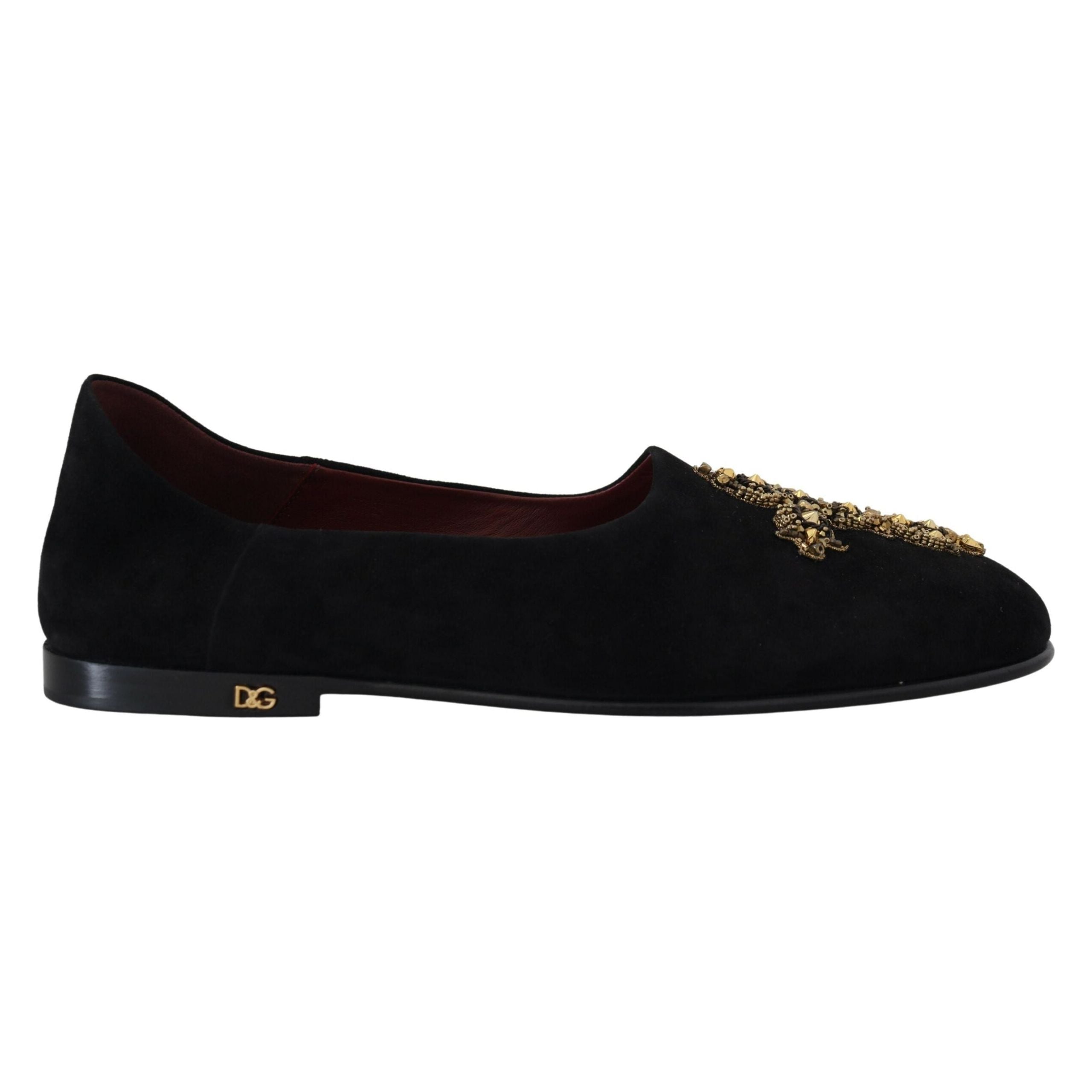 Dolce & Gabbana Black Suede Crystal Sequined Loafers