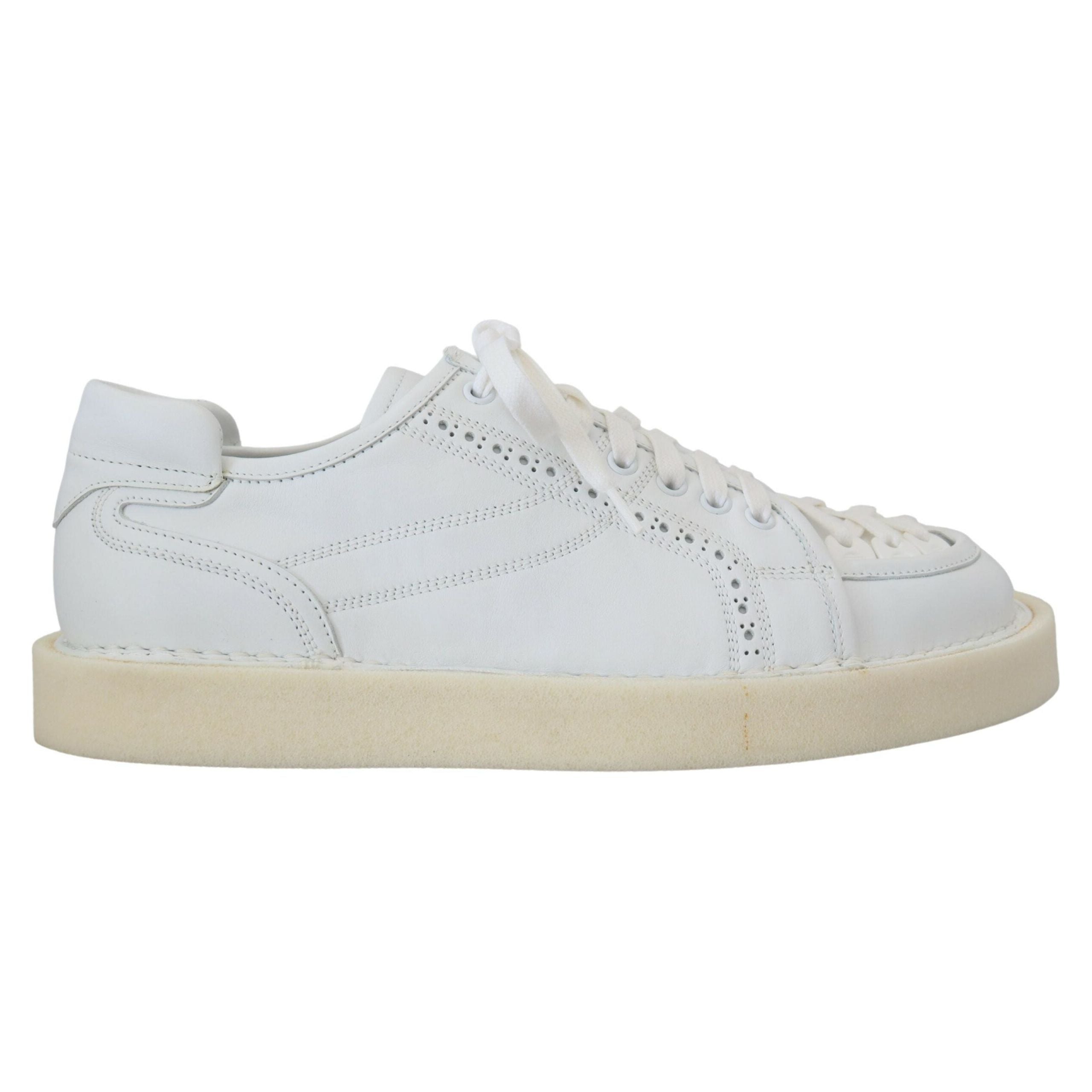 Dolce & Gabbana White Leather Low Top Oxford Sneakers
