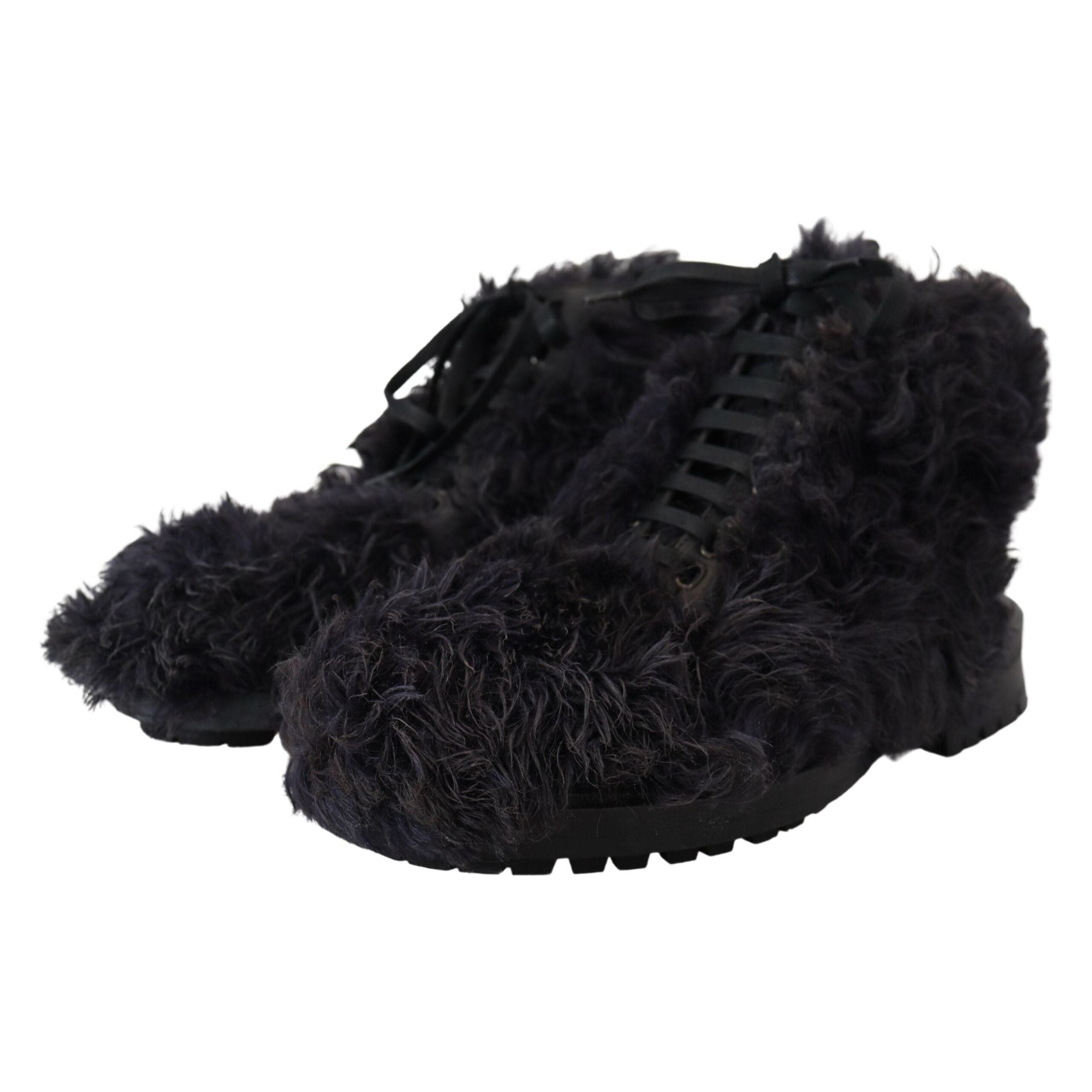Dolce & Gabbana Black Leather Shearling Ankle Boots