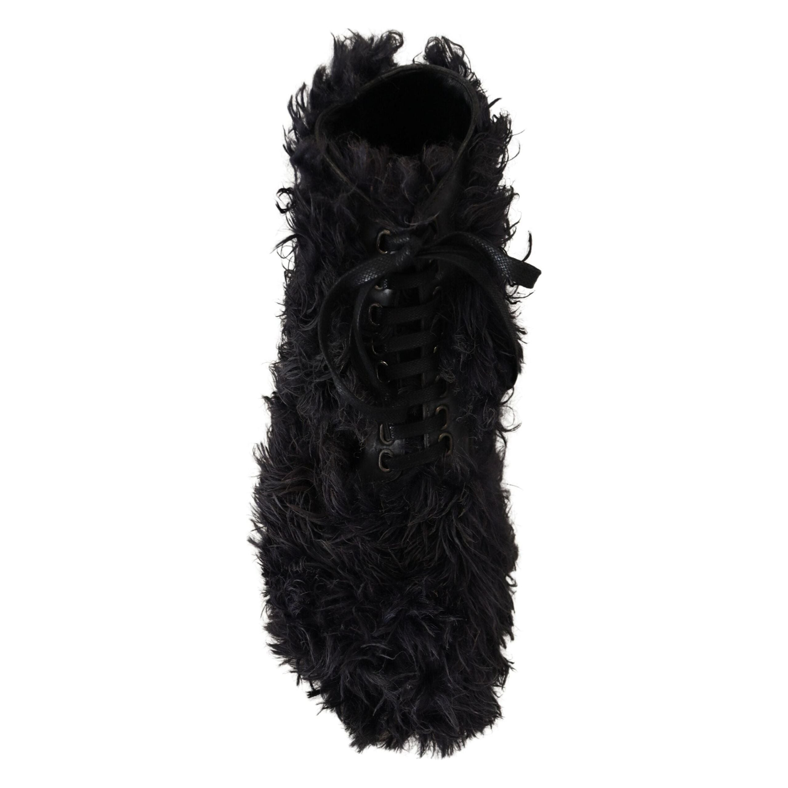 Dolce & Gabbana Black Leather Shearling Ankle Boots