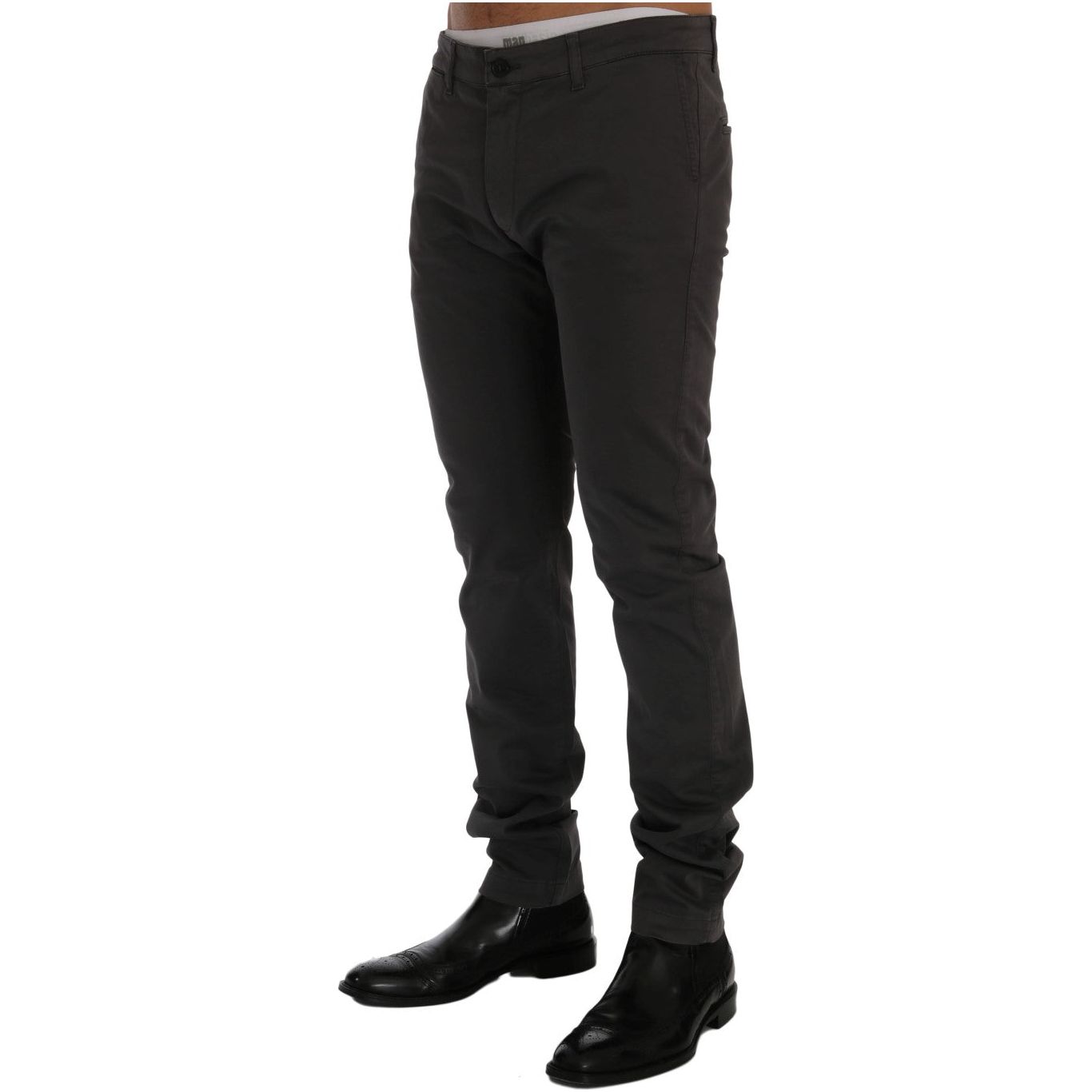 GF Ferre Gray Cotton Trousers Elegant Slim-Fit Style
